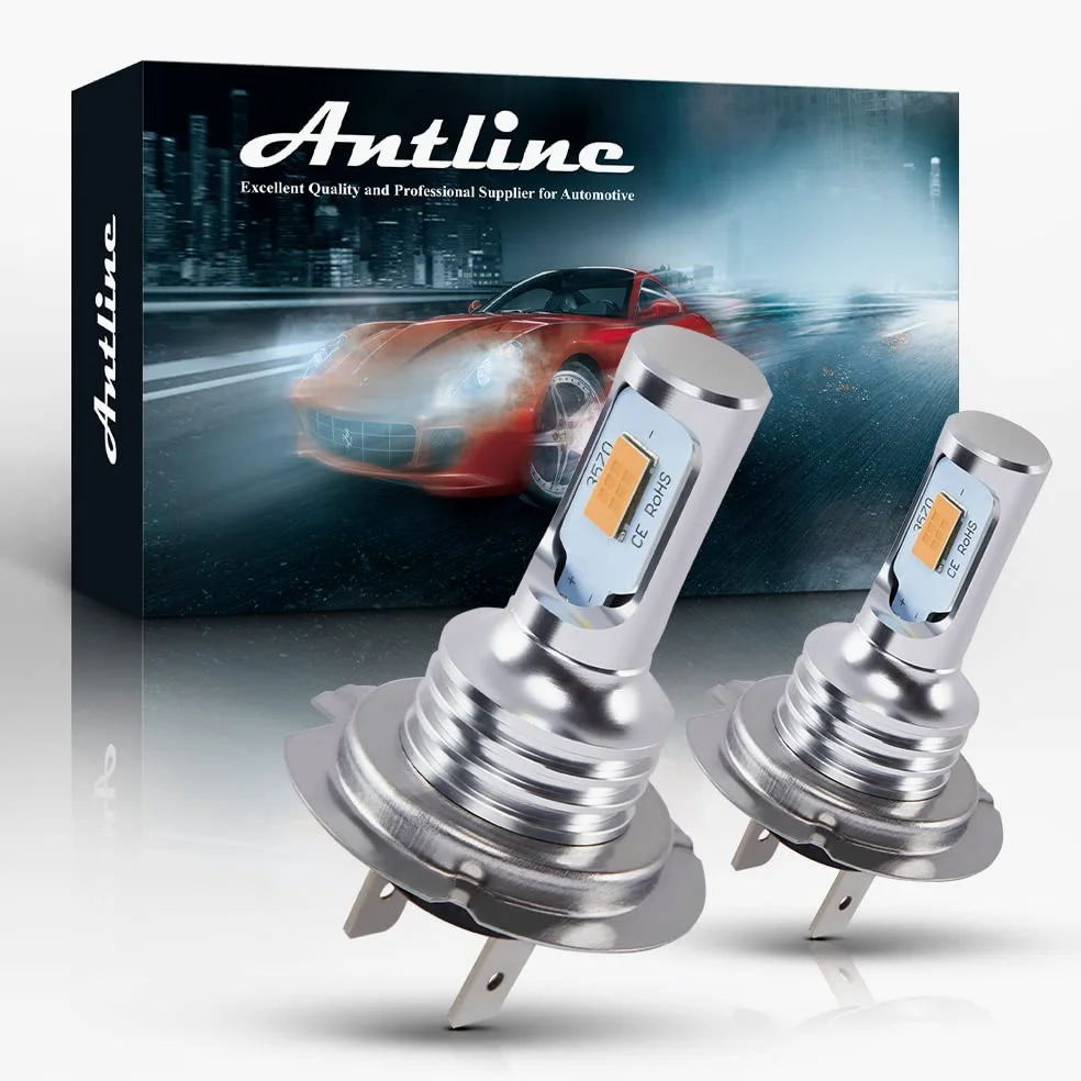 Antline - foco LED súper brillante H7 H7LL color amarillo dorado más reciente versión 3570 chips CSP-chips LED antiniebla DRL de repuesto (paquete de 2)