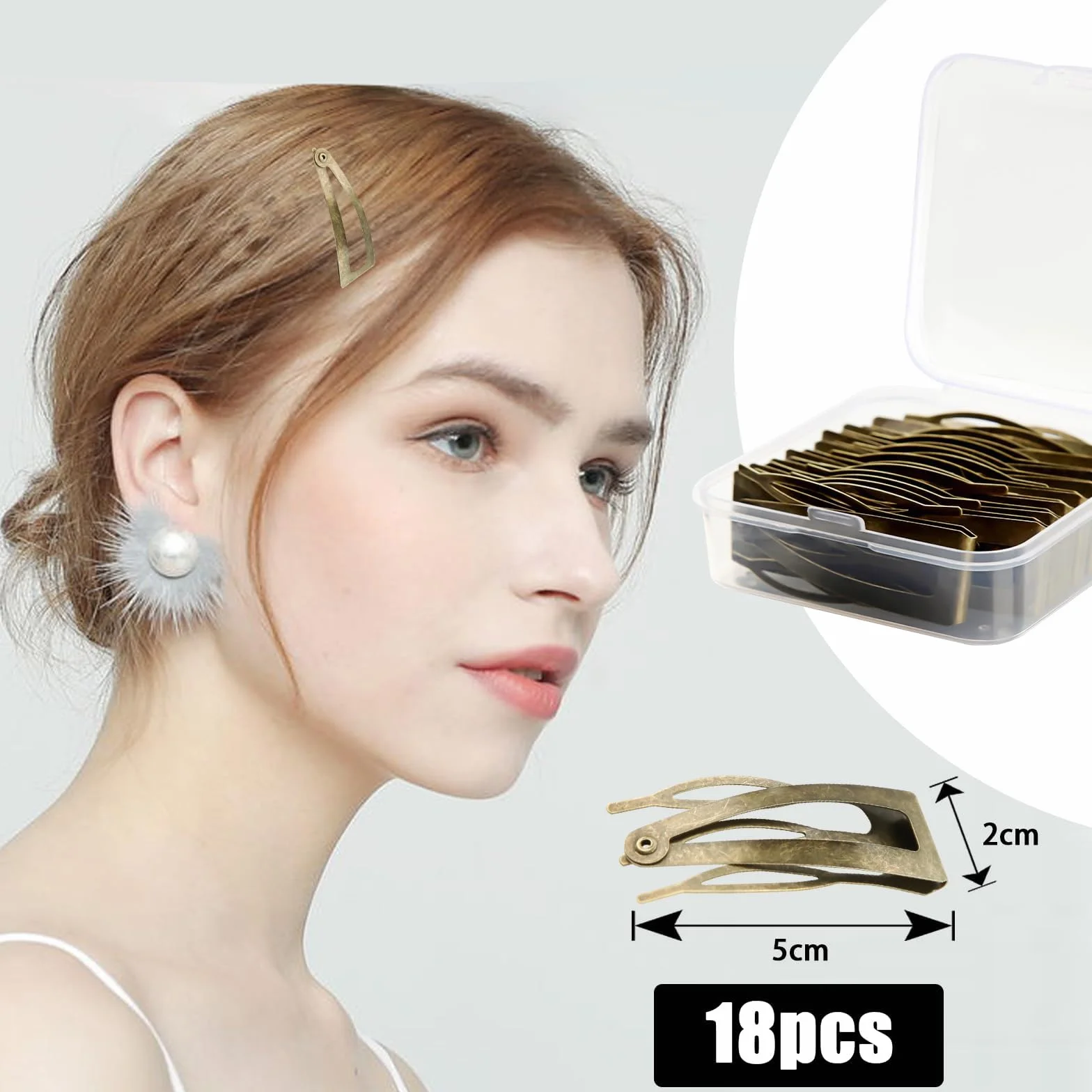 Mbsomnus 18 horquillas para el pelo mujer, doble mango, pinzas metal cabello, accesorios salón belleza (verde vintage)
