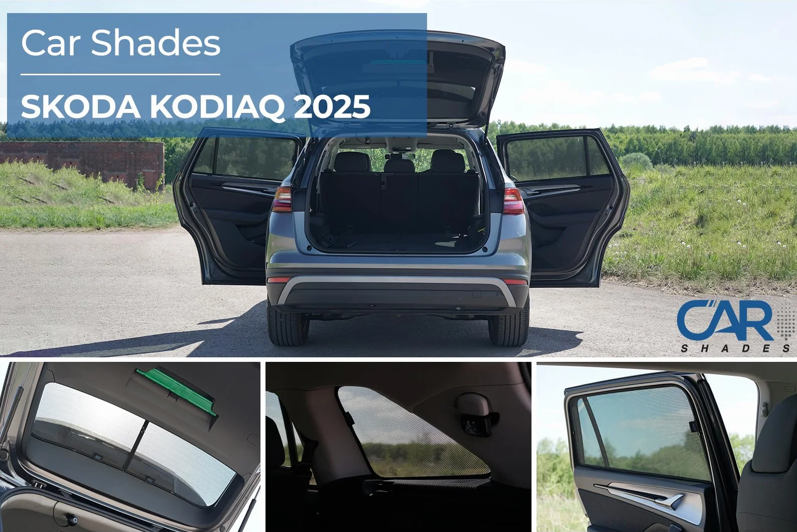 Juego de Car Shades Compatible con Skoda Kodiaq II (PS7) 2024- (6-Partes) cortinillas Parasol a Medida