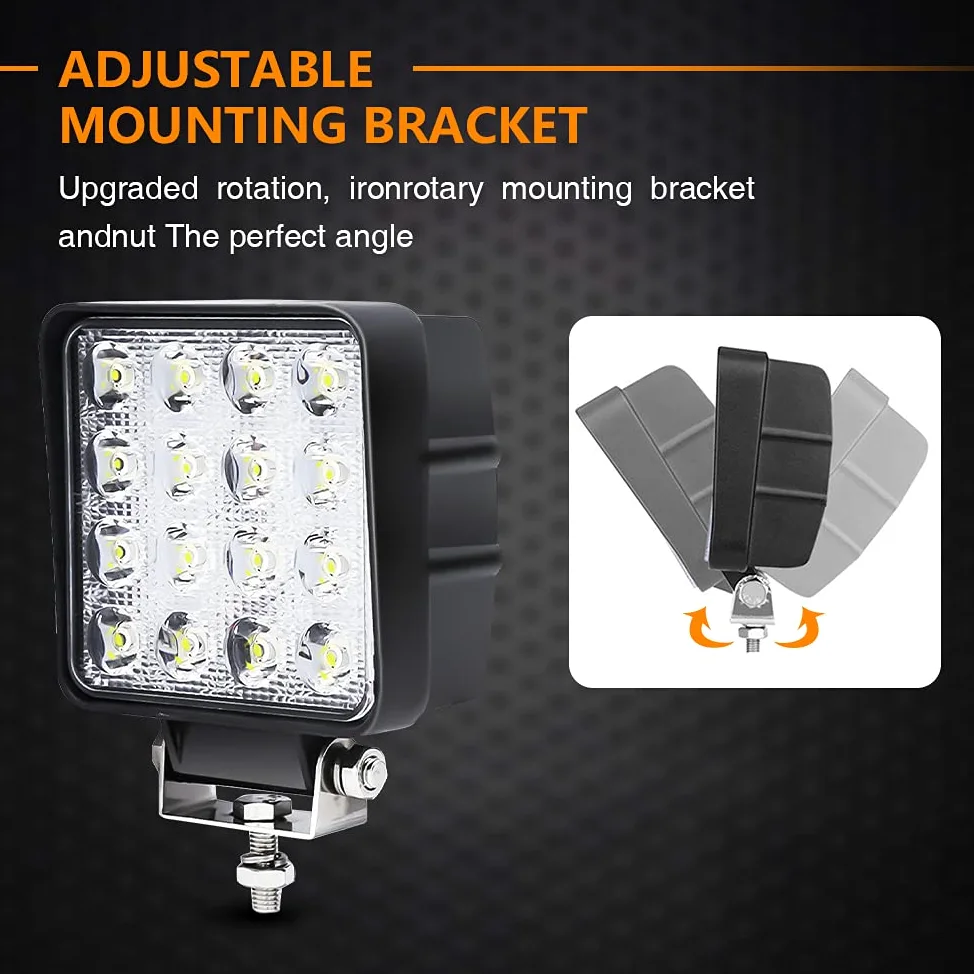 Sonnewelt 48W Faro de Trabajo, Focos LED Tractor 12V- 24V, Faros adicionales Offroad, IP67 Impermeable Luz antiniebla para Focos de Coche para SUV, ATV, UTV, Off-Road, Camión, Moto, Barco (10 piezas)