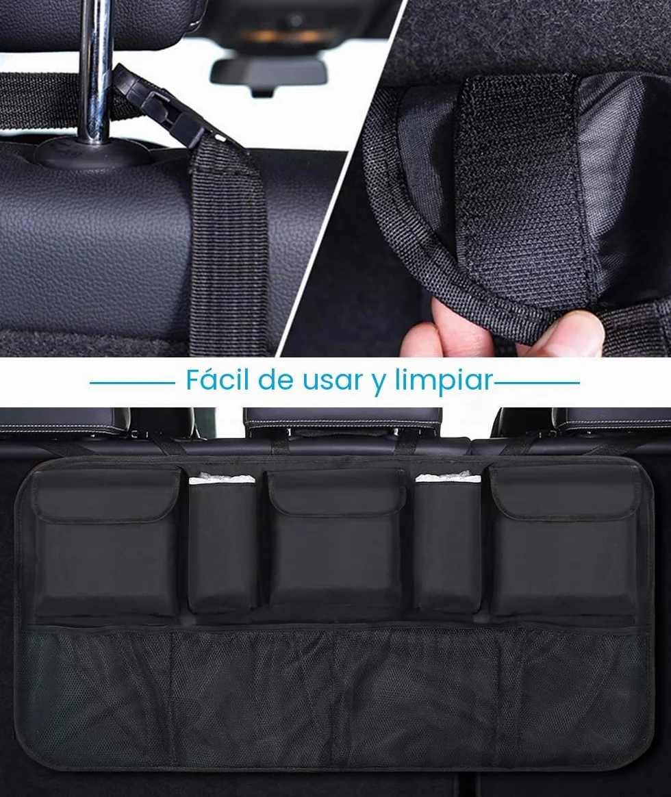 URAQT Organizador Maletero, Bolsas de Malla para Coche con 9 Bolsillos, Correa Ajustable y 3 Cinta de Fijación, Adecuado para SUV, MVP, 52x105cm