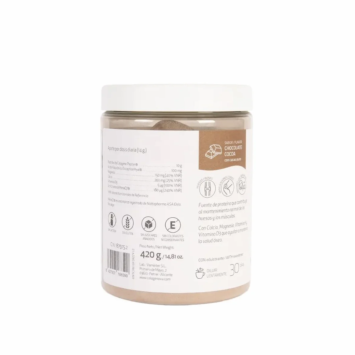 COLAGENOVA OSTEOFORTE Café Marine+ Colágeno Marino Peptan® Calcio Coral Magnesio Ácido Hialurónico Vitamina K2 D3 Articulaciones Huesos Movilidad 315 g