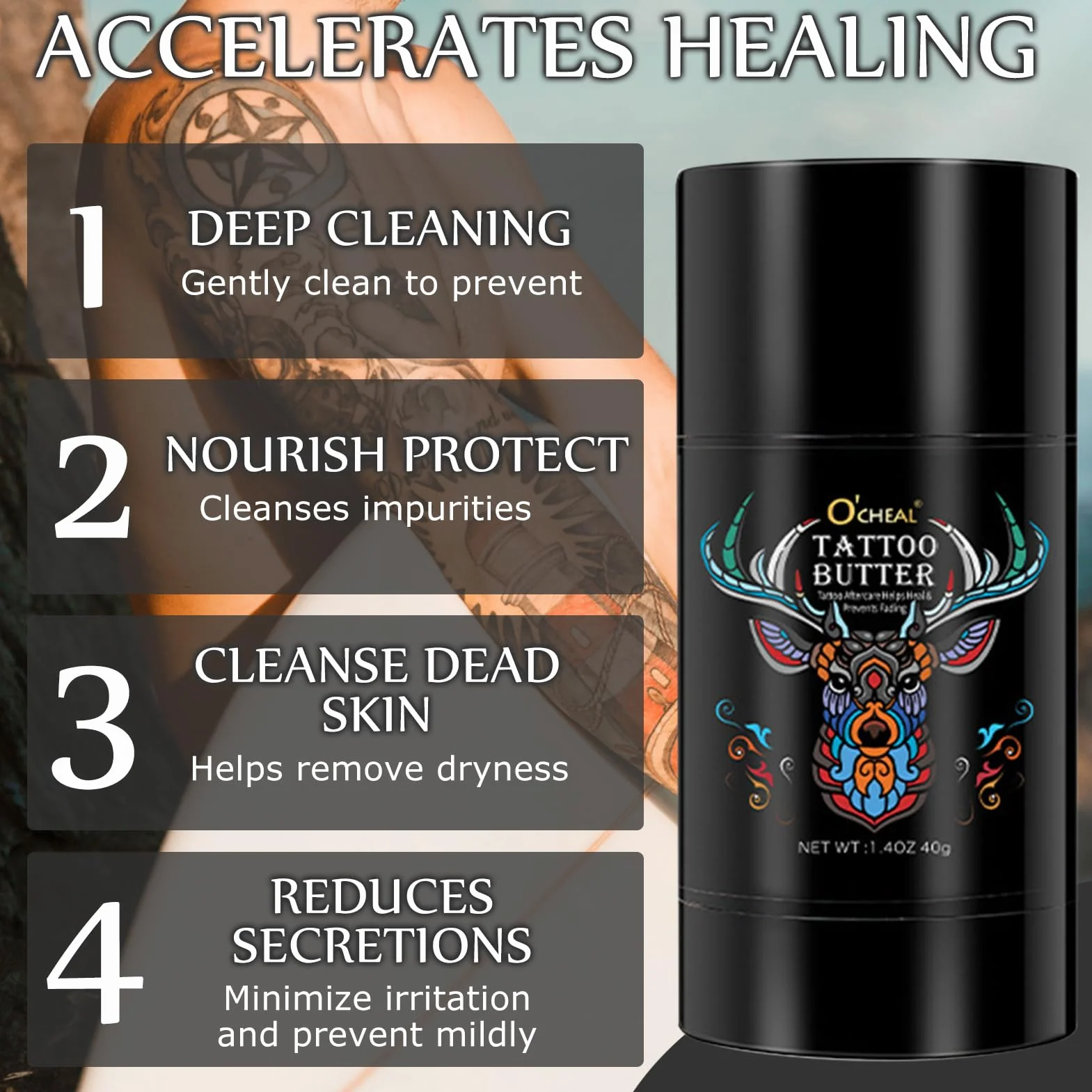 Crema Solar para Tatuajes con Protección UVA/UVB, Mantequilla para Tatuajes