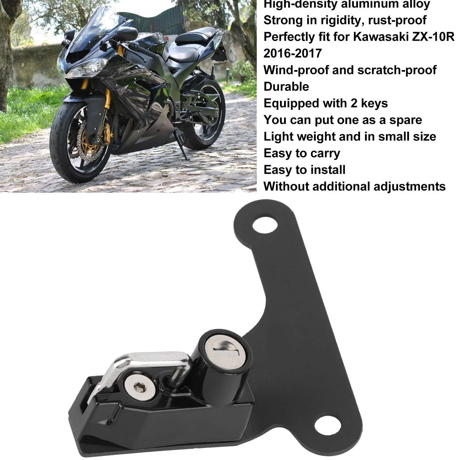 Generic Bloqueo de Casco de Motocicleta, Bloqueo de la Motocicleta del Casco con de a Prueba de Robo con Llaves Adecuadas para ZX-10R 2016-2017