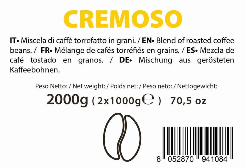 Café en Grano Cremoso Note d'Espresso 2 x 1 kg