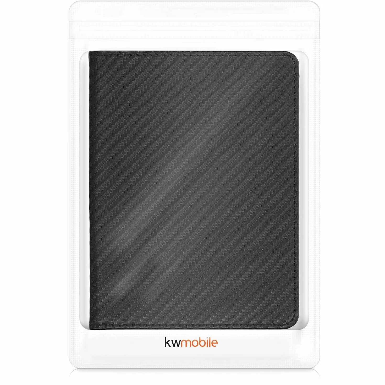 kwmobile Funda para permiso de circulación coche de cuero sintético - 10.5 x 14.8 CM - de carbono negro