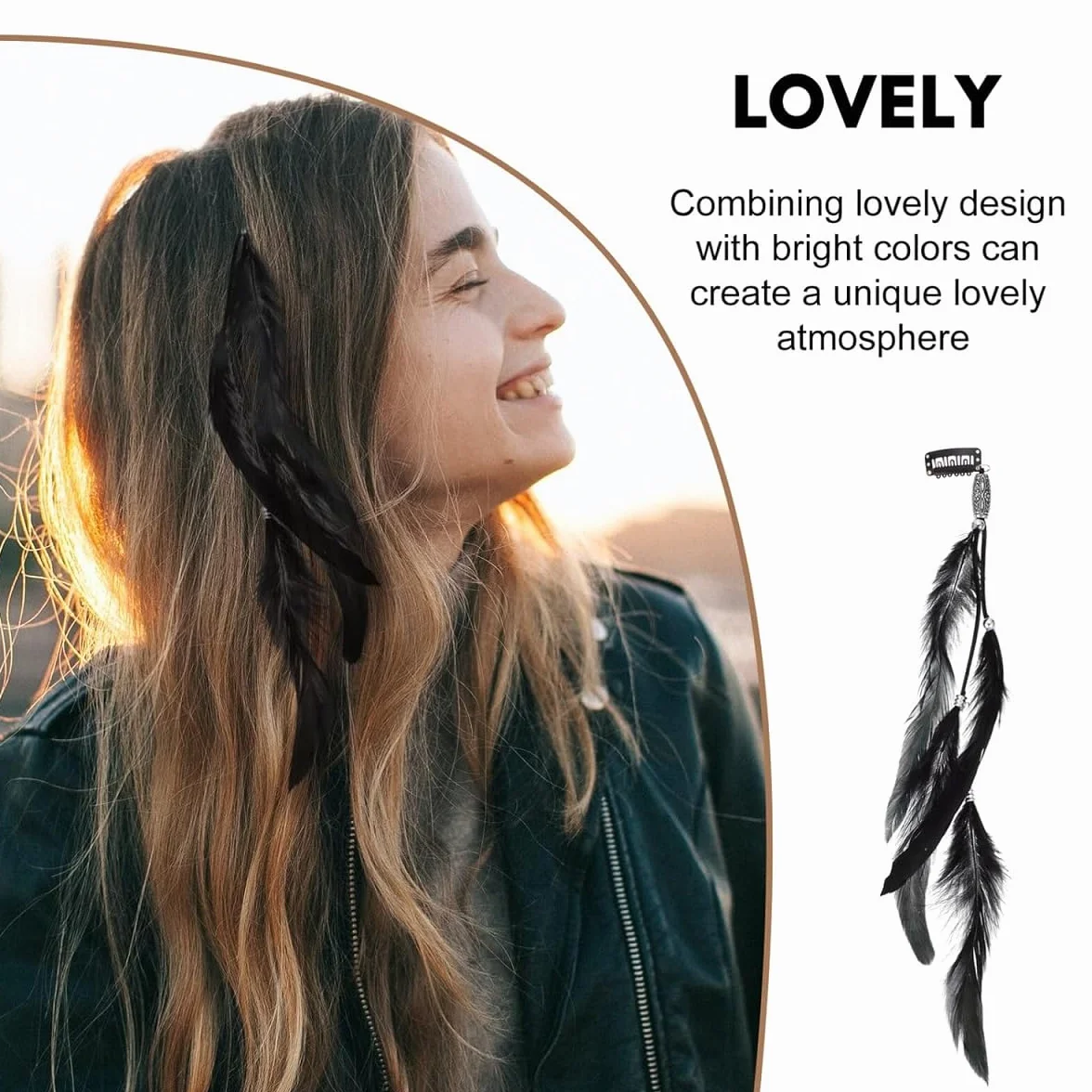 Boho Hippie Clips Cabello Plumas, 6PCS Mujer Pluma Extensiones, Accesorios Festival Halloween