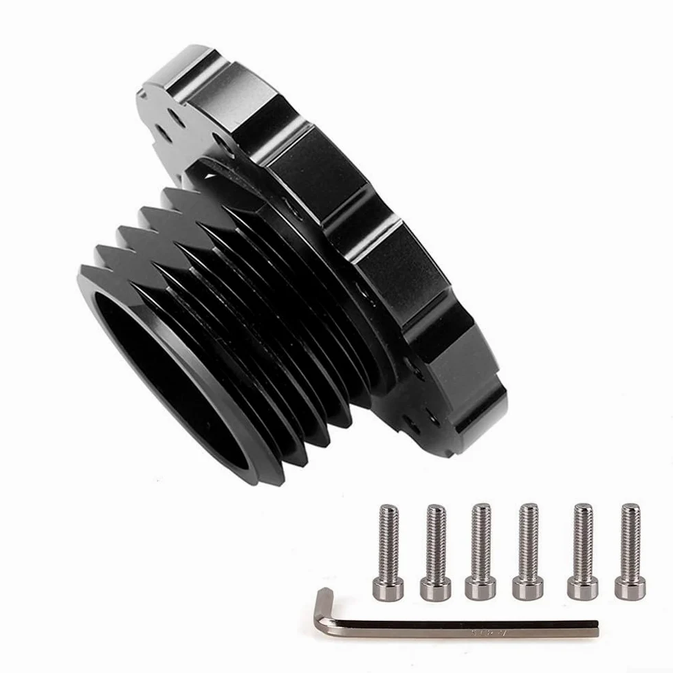 Adaptador de volante de aluminio para ruedas de carreras Thrustmaster T300 y T500 - Kit de montaje de buje PCD de 73 mm con pernos y llave, negro/rojo (negro)