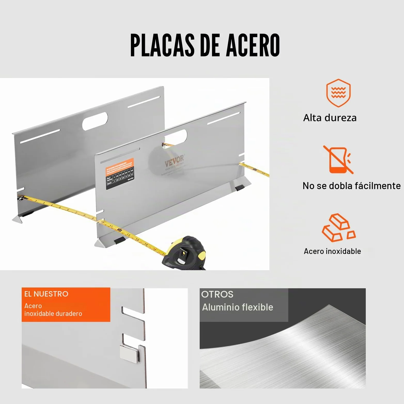 VEVOR Herramienta de alineación de Ruedas, Paquete de 2 Placas de Herramienta de alineación, Placa de Herramienta de medición de ángulo de Punta de Acero Inoxidable, 4 Varillas de alineación