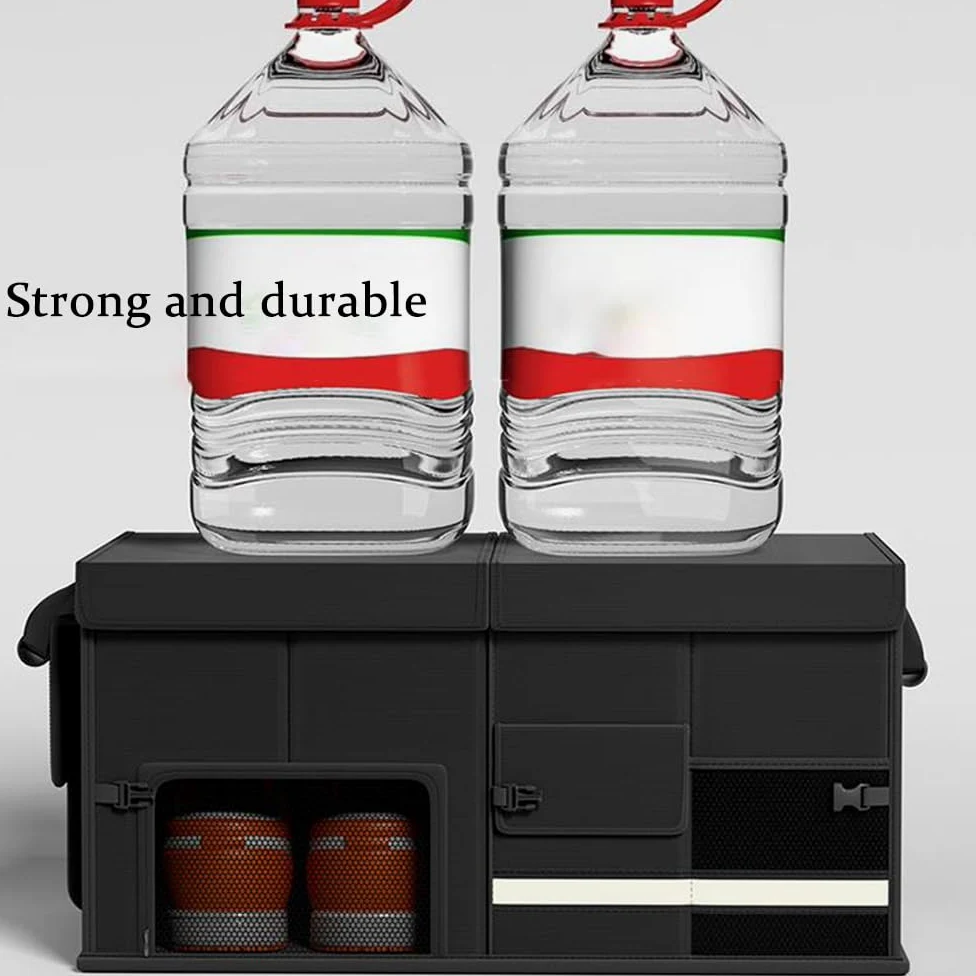 Organizador de maletero de coche, plegable, impermeable, organizador de carga multicompartimento, capacidad de 60 litros para almacenamiento automotriz y organización de vehículos