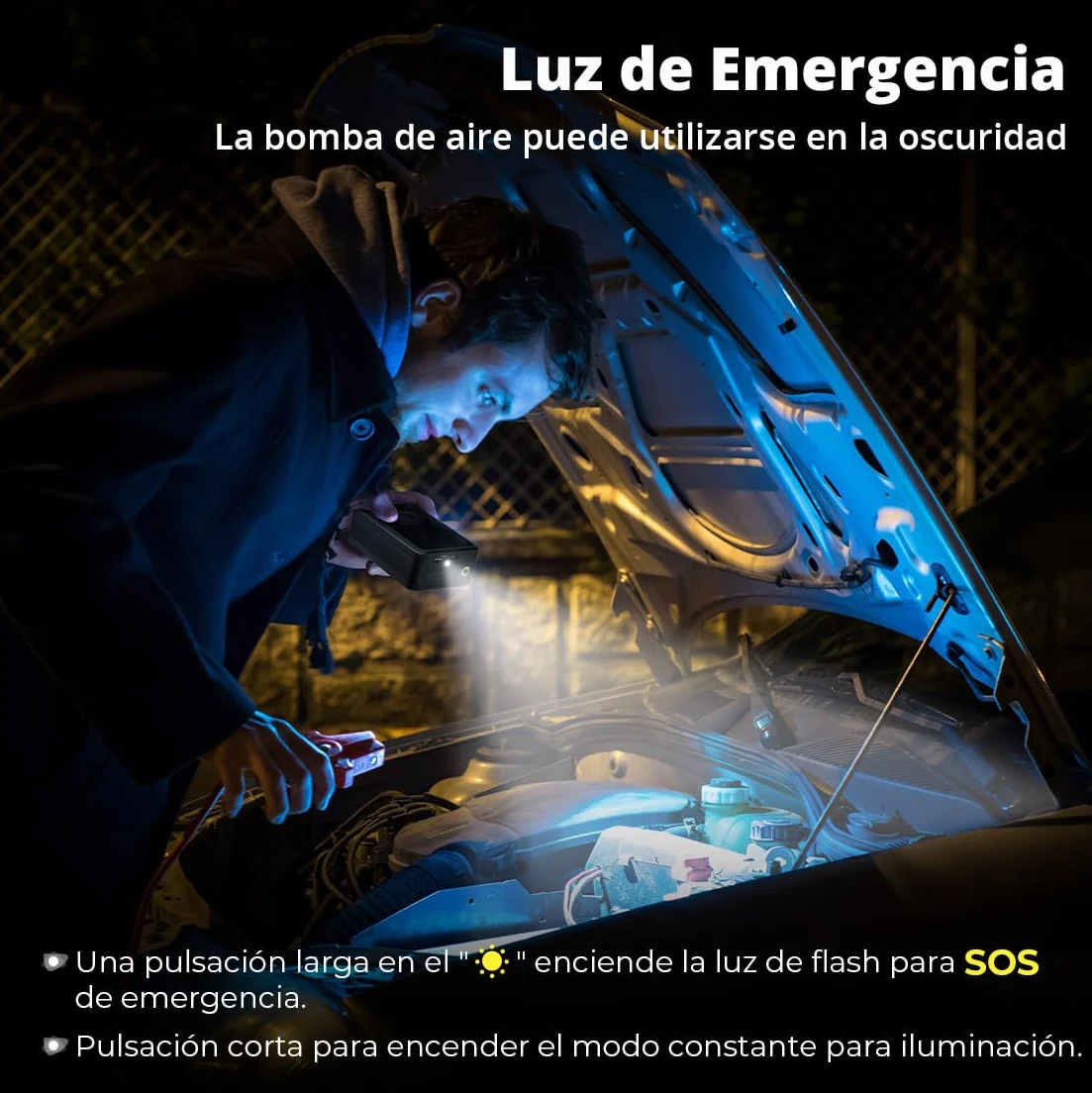 Oasser Compresor Aire Portatil 150PSI Inflador Ruedas Coche Recargable Compresor de Aire Pequeño Luz LED para Coche Moto Bicicleta Pelota