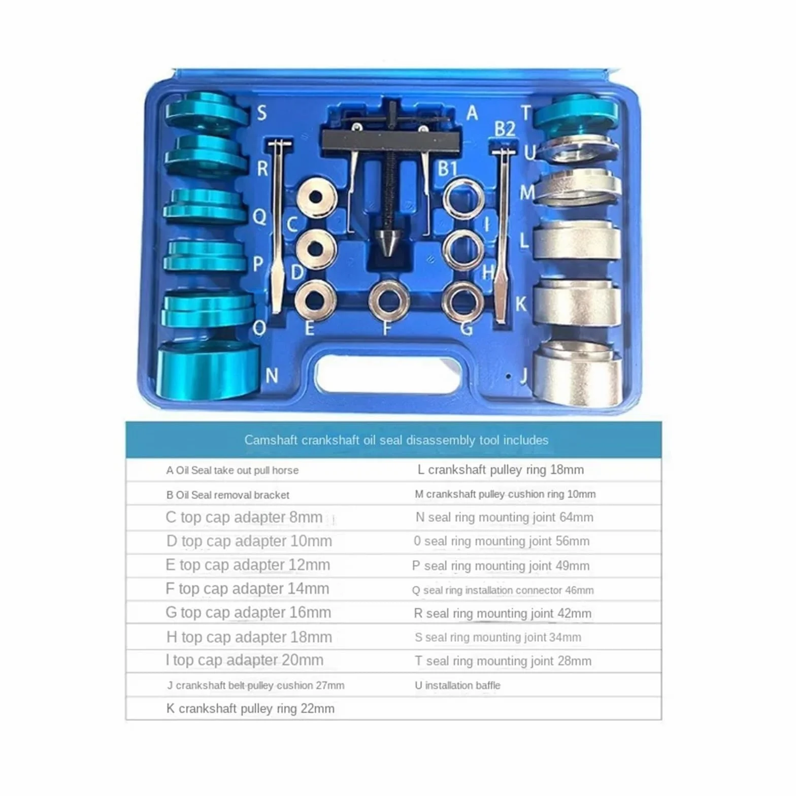 Herramienta de mano for coche, Kit de adaptadores universales for extracción de sello de aceite de árbol de levas y cigüeñal, herramienta de acero al carbono,Herramientas mecánicas
