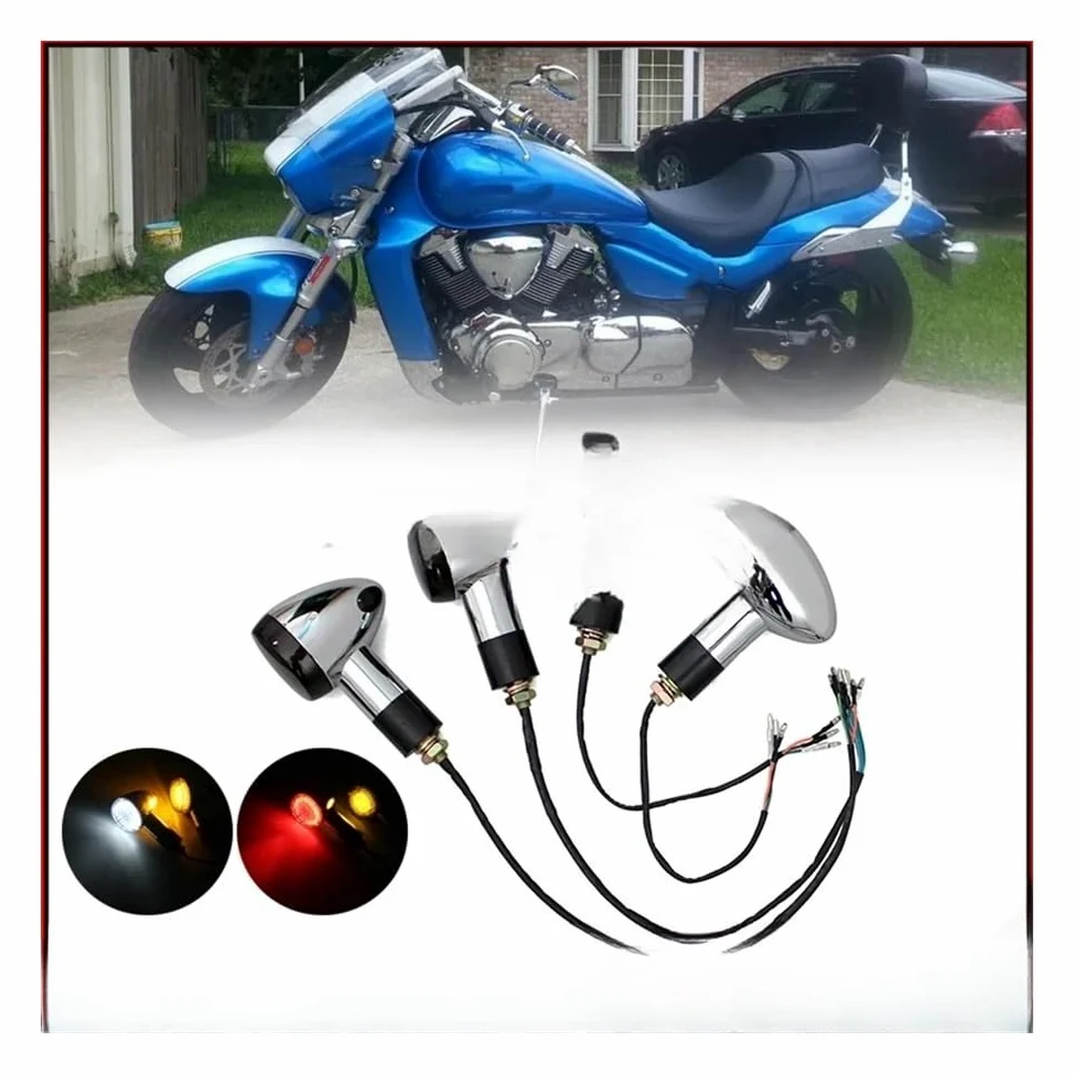Intermitentes Moto Indicador Luces LED Delanteras Y Traseras para Motocicleta, Indicadoras De Freno, Lámpara Día para para para M109 Universal M10