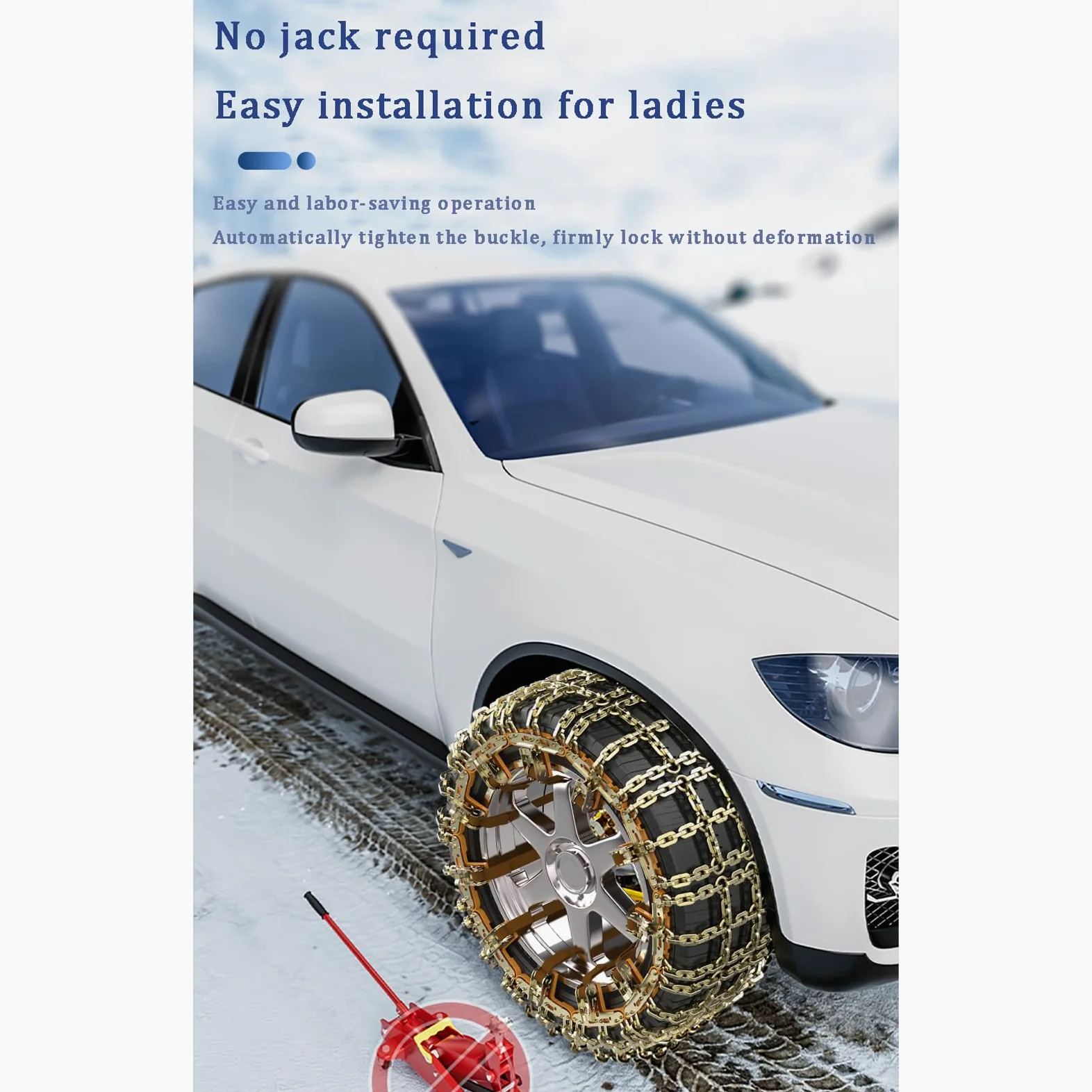 1/2 Pcs Cadenas Coche Nieve Cadenas de Nieve para Coche Universal Reusable Anti Snow Chains Instalación Rápida y Fácil Montaje Rápido Cadenas Nieve para la Mayoría de Automóvil SUV