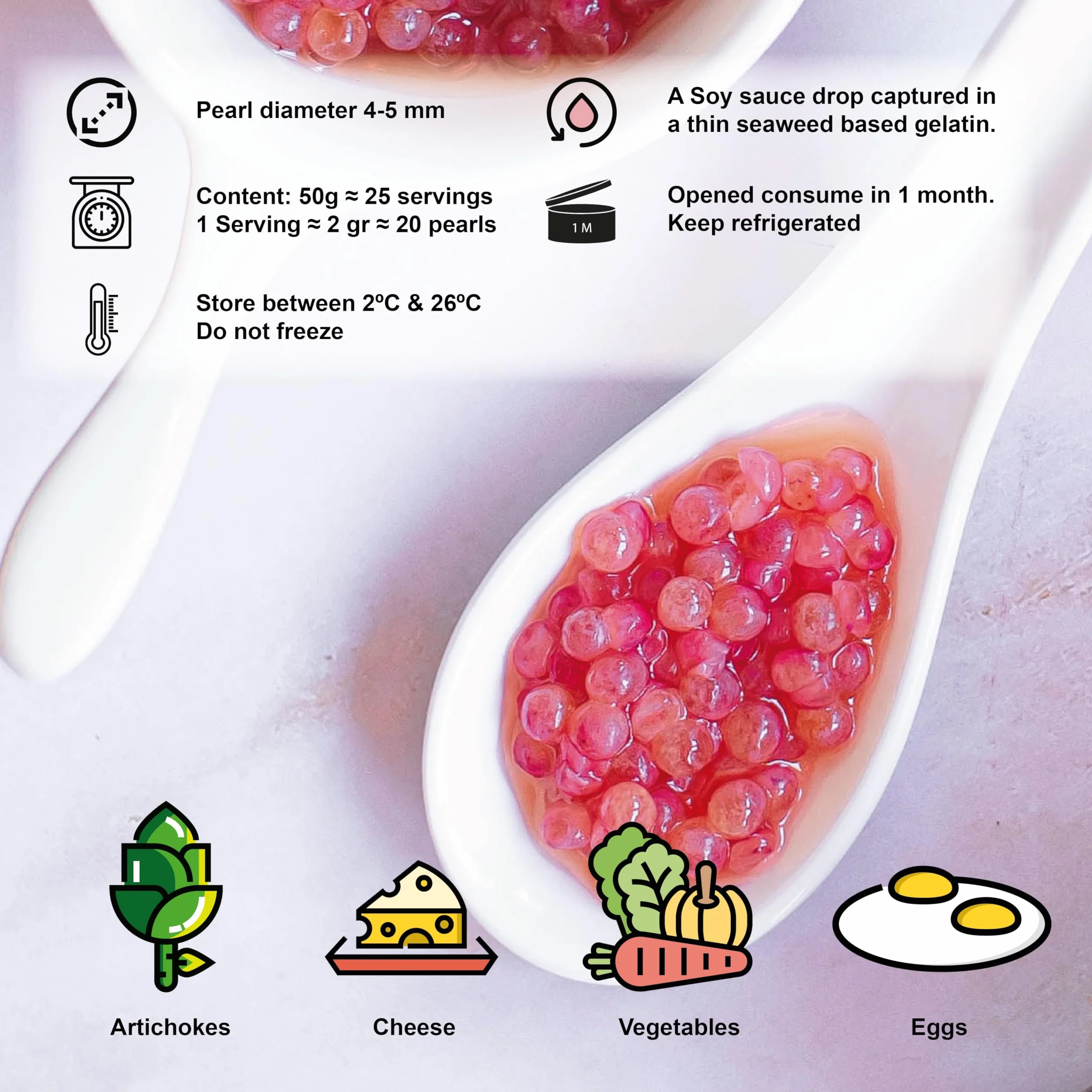 Caviaroli Perlas de Aceite de Oliva Virgen Extra sabor Jamón Ibérico de Bellota Gourmet 50 gramos