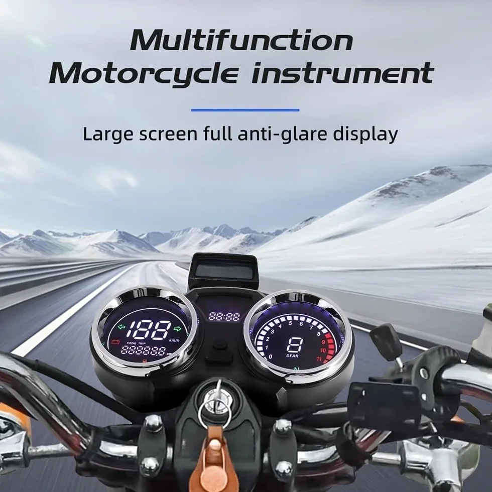 odómetro Odómetro Universal LCD para motocicleta, velocímetro, tablero Digital, de instrumentos, contador horas, tacómetro con engranaje