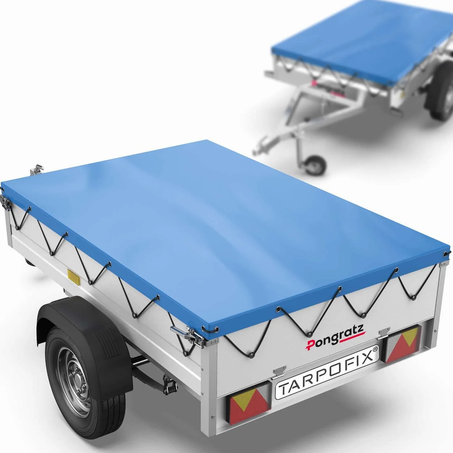 Tarpofix® Lona para Remolque Plana 256 x 145 x 8 cm Incl. Cuerda de Cubierta - Lona Remolque con Bordes Reforzados, de PVC - Cubierta para Varios Modelos de remolques de automóviles de 750kg & 1000kg