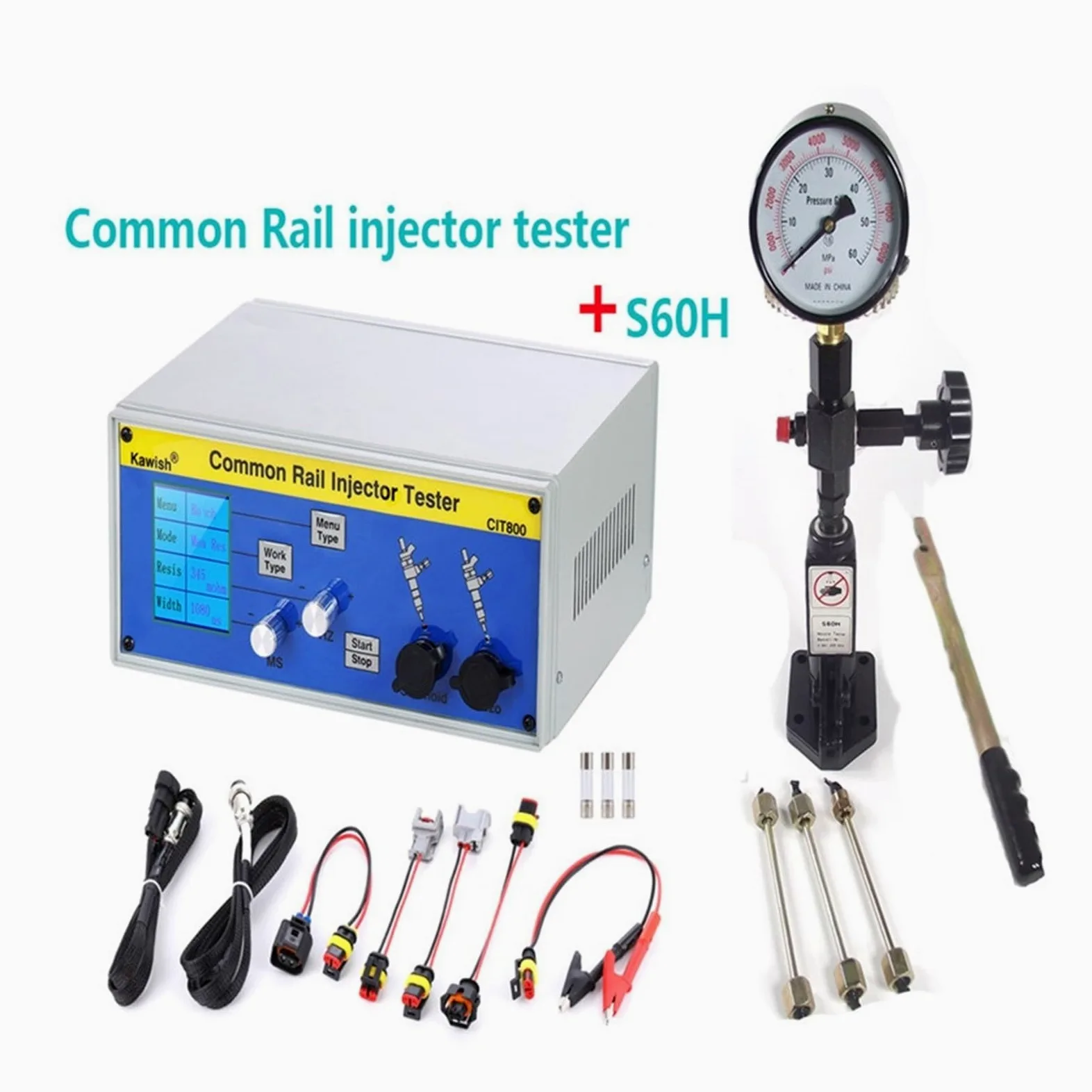 Probador de inyectores, Comprobador de inyectores Common Rail CIT800, comprobador de inyectores piezoeléctricos + Validador de inyectores S60H