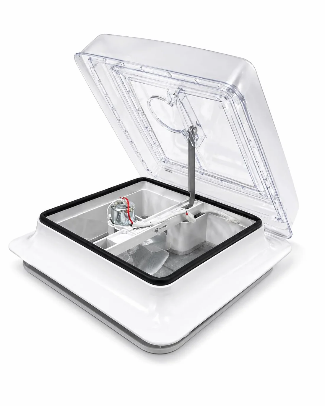 Claraboya Camper XENPER 28x28 cm Transparente con Ventilador 12V y Mosquitera | Medida Exterior 36x36 cm | Extractor Techo Autocaravana Furgoneta | Homologación CE y 10R