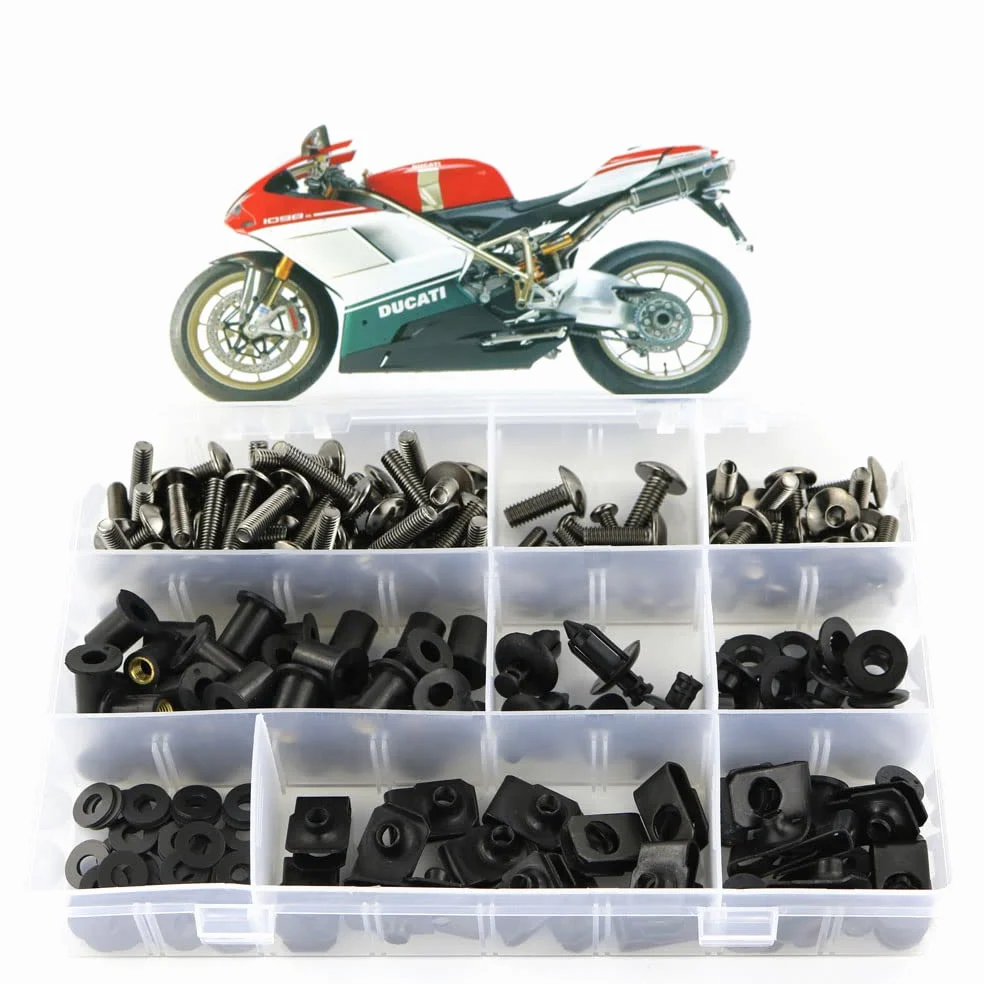 Xitomer Kit completo de pernos de carenado para 848 1098 1198, kits de montaje de arandelas/tuercas/sujeciones/clips/ojales (Titanio)