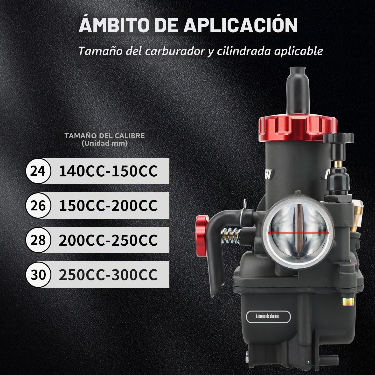 NIBBI PE 28mm Carburador Alto Rendimiento para Motos 200cc-250cc con 3 Boquillas un Inyección Piloto y Revestimiento Protector Apto para Cross, Dirt Bike, ATV, Motocross, Pit Bike, Mini GP