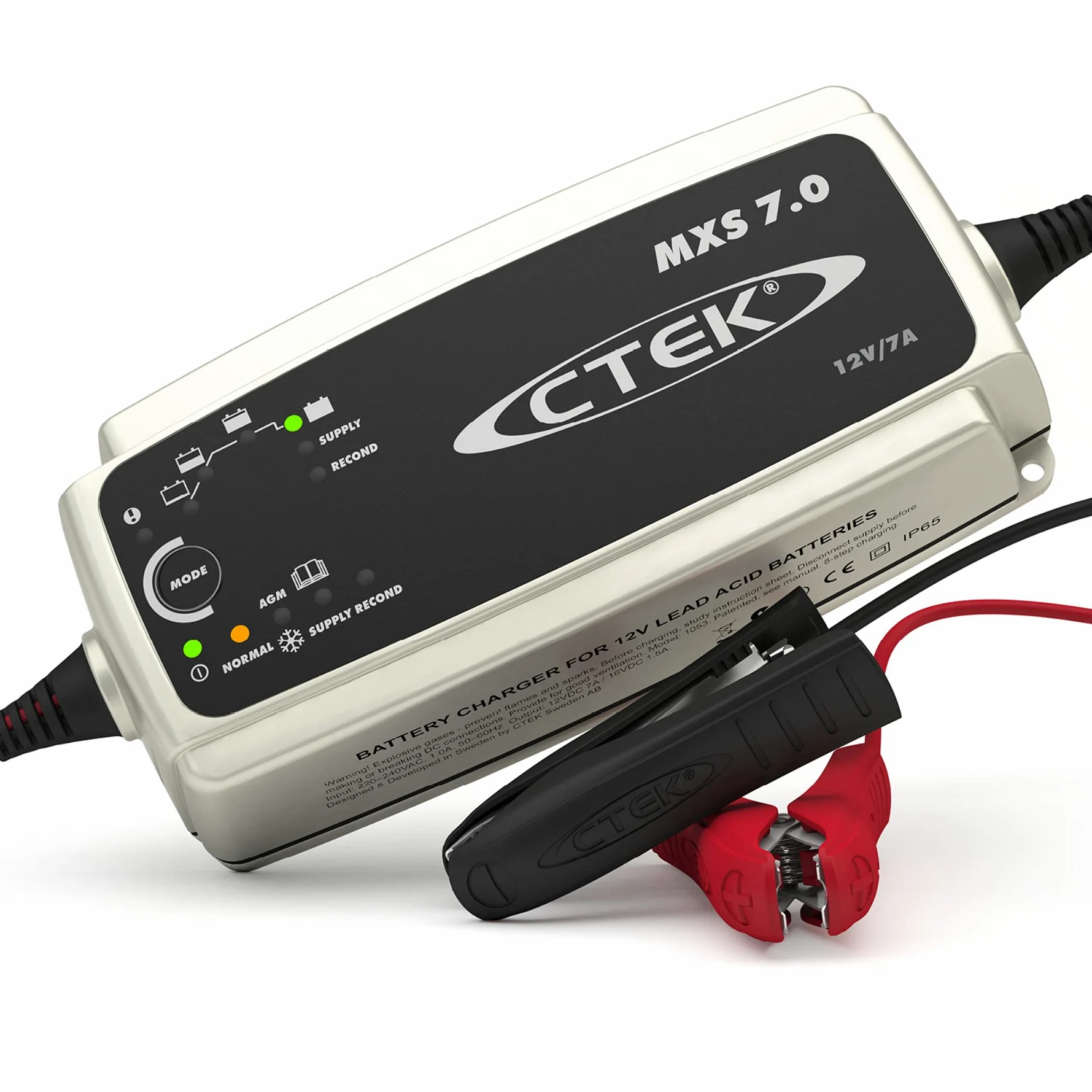 CTEK MXS 7.0 Cargador Batería 12V 7A, para Baterías De Vehículos Más Grandes, Barco, Camión, Caravana Y Vehículo De Recreo, Desulfatador De Batería con Función De Alimentación Y Opción AGM Dedicada