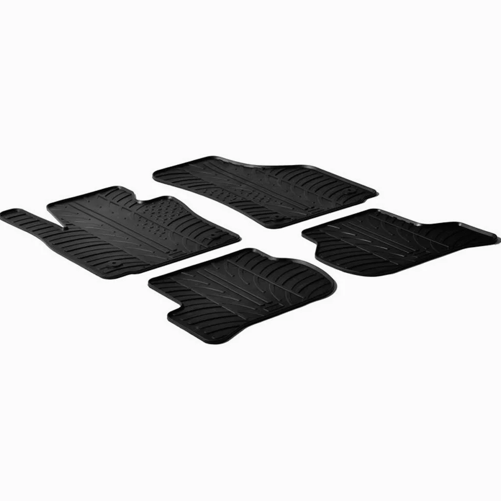 Rubber Car Mats GL 0311 Alfombrillas de Goma con Clips de Montaje T, 4 Piezas