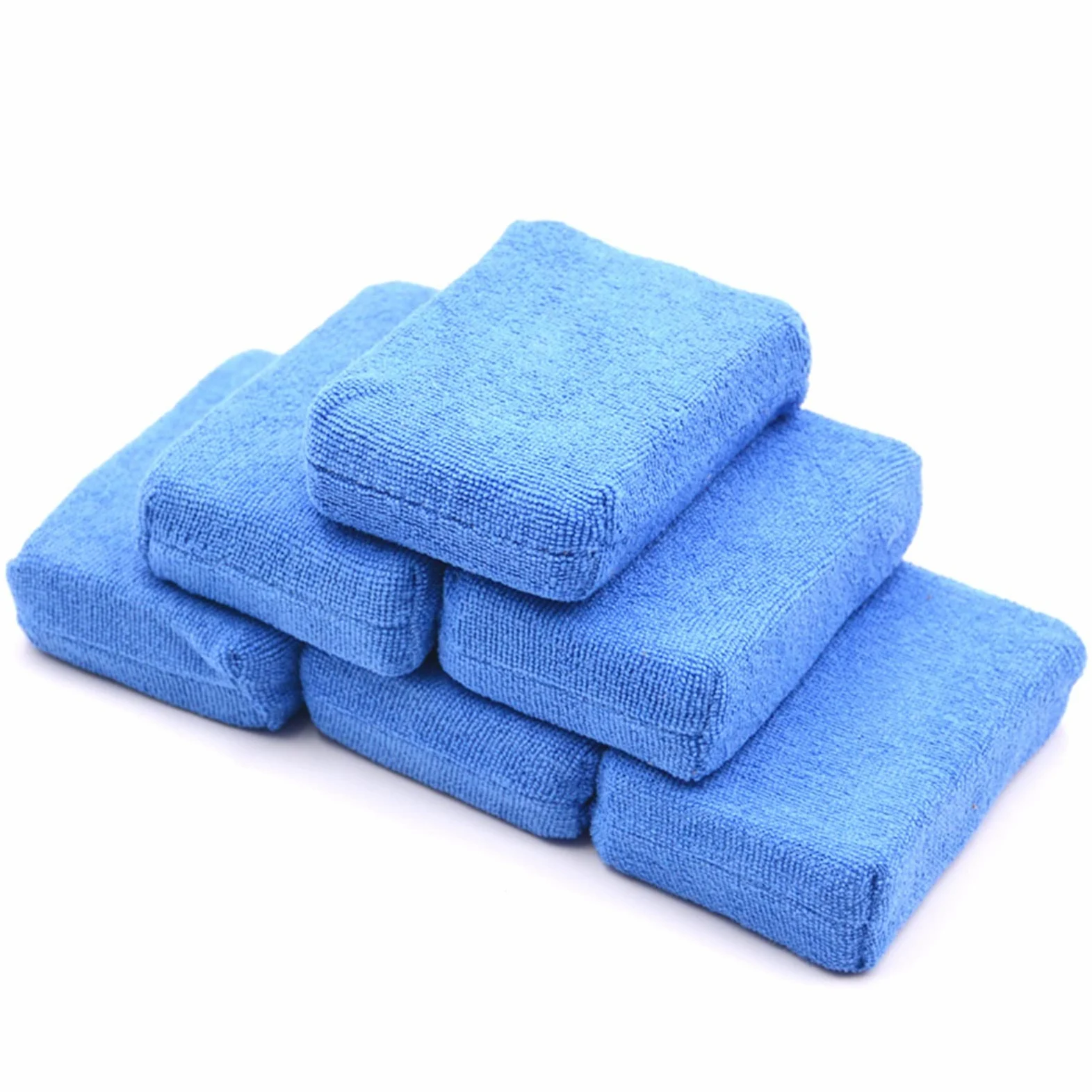 TRUSTTWO 6pcs Cuidado de Pintura for automóviles Premium Grado Microfibra Aplicadores Sponges Paños Microfibra Cera Pulido Detalle Detalles Lave Azul The New