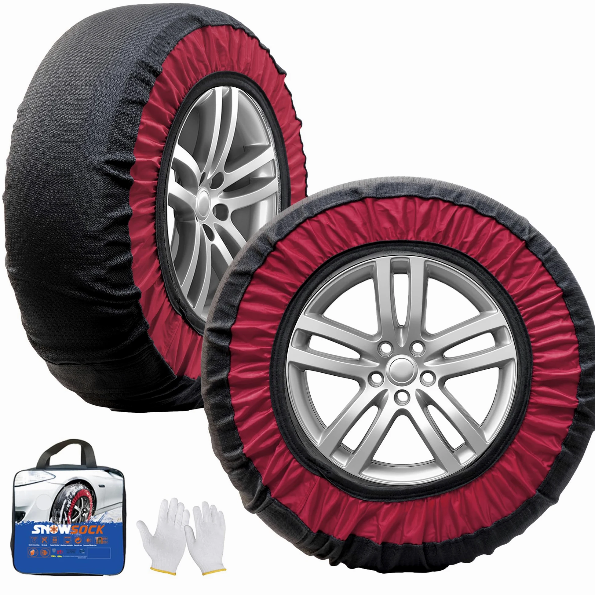 Cadena de neumáticos, no metálica, tela, cadena de nieve textil, para camión, SUV, furgoneta, coche, textil, fácil de instalar, antideslizante, no requiere gato (KE-78)