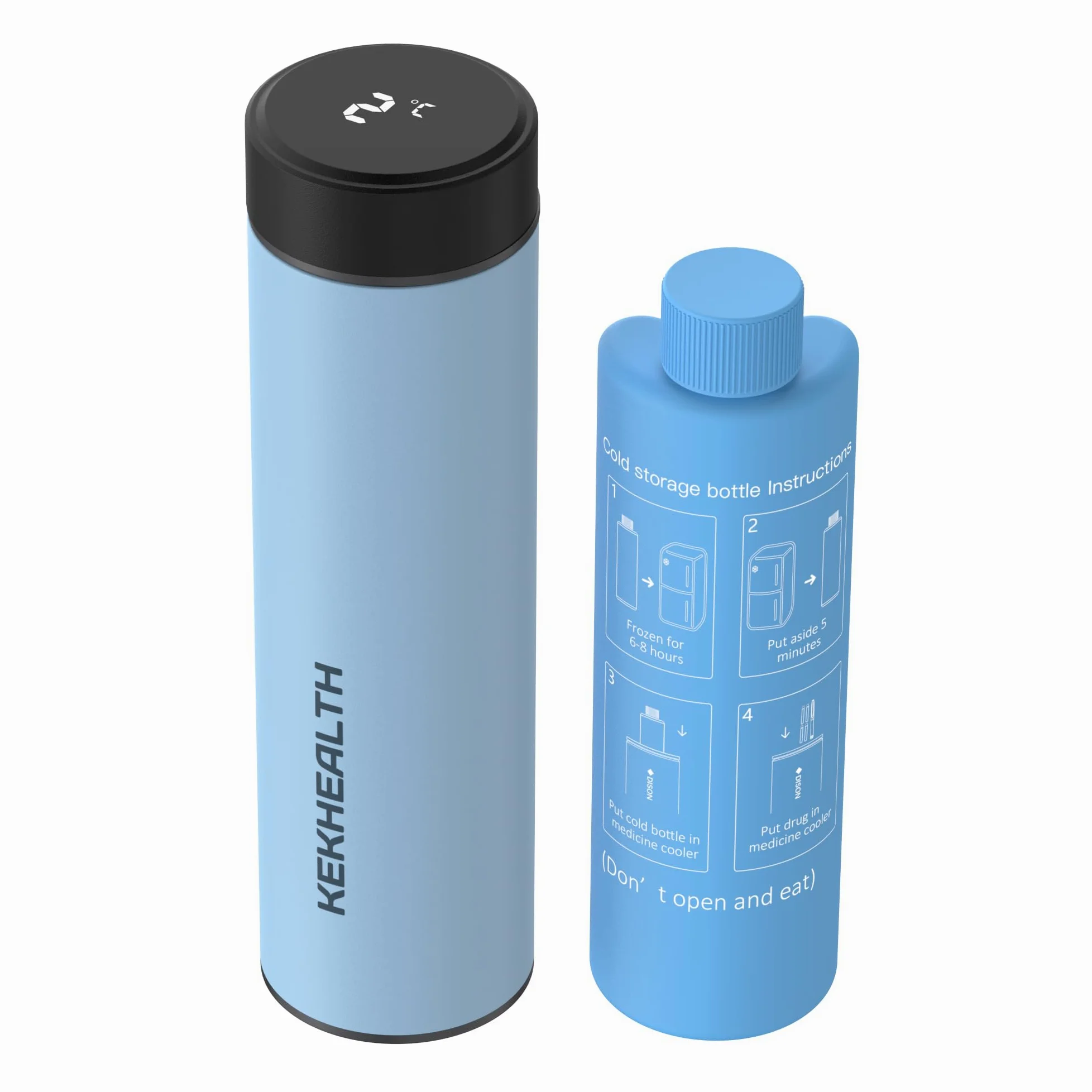 Nevera Medicamentos Portatil Con Pantalla de Temperatura 60 Horas 1-3 Pluma, Nevera Insulina Viaje para Diabéticos con 2 Enfriador, Bolsa Gel Frio(Azul Brumoso)