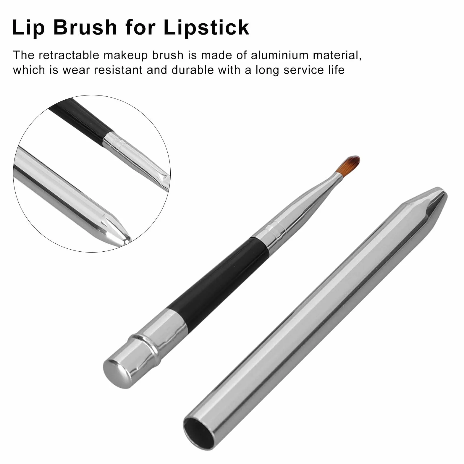 Pincel para Labios 2 Uds. Pinceles Corrector Retráctil Ergonómico Cepillo Labial Tubo Aluminio