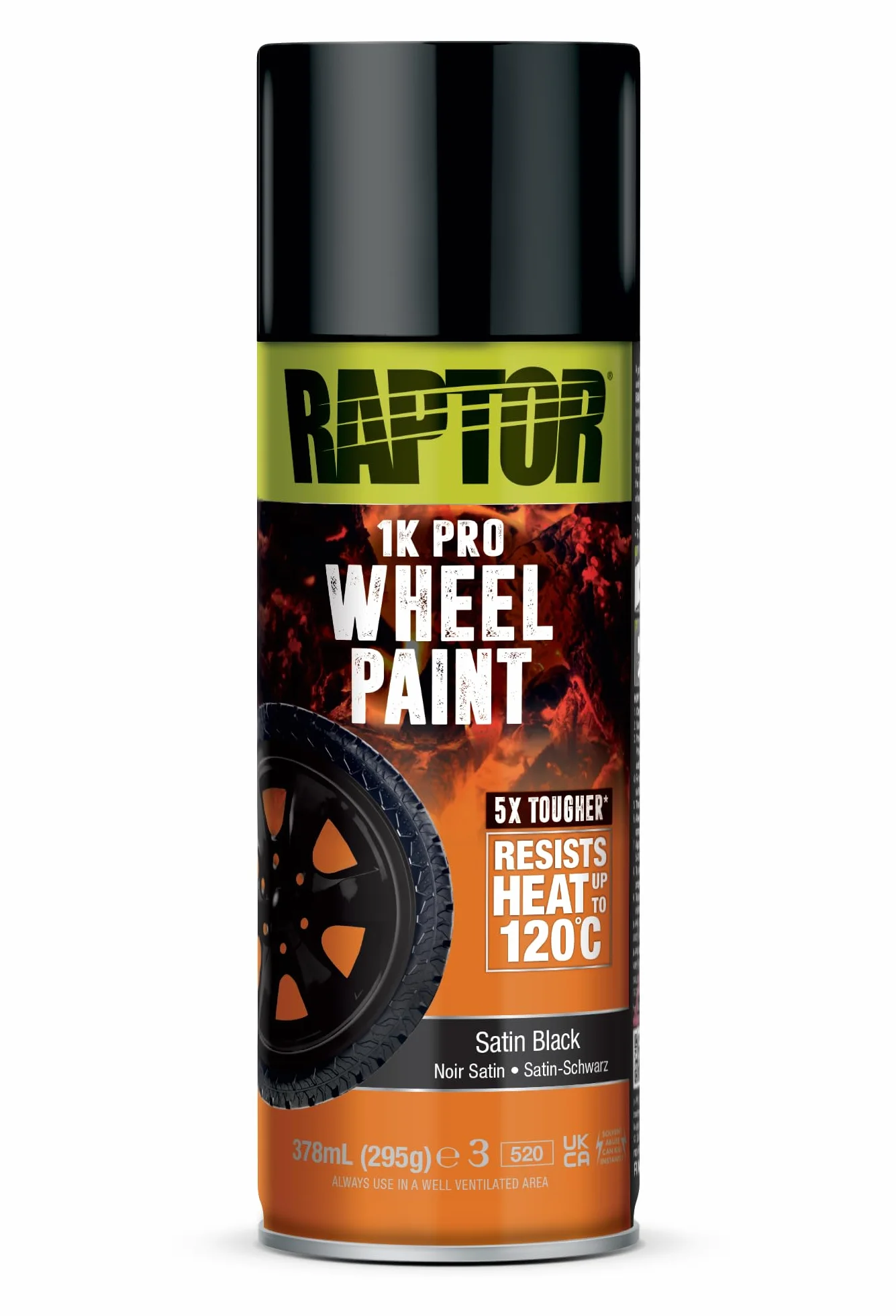 U-POL Raptor Pintura para llantas, aerosol 1K, resistente al calor hasta 120 °C, protección contra golpes, calor, piedras, polvo de freno y corrosión