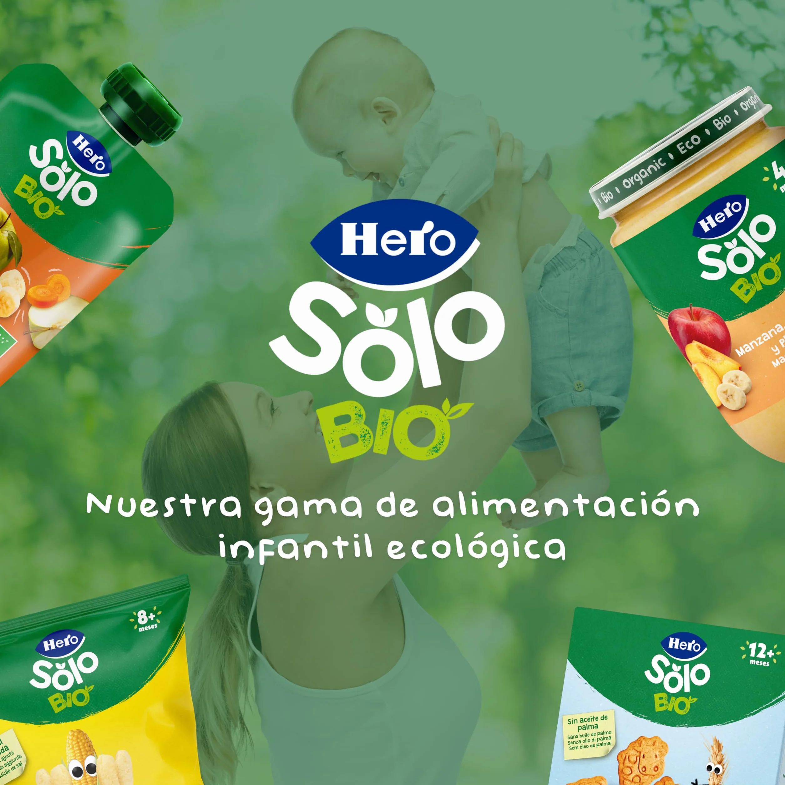 Hero Solo Bio Snack Infantil Ecológico Puffs de Maíz Avena y Plátano 25g x 5uds