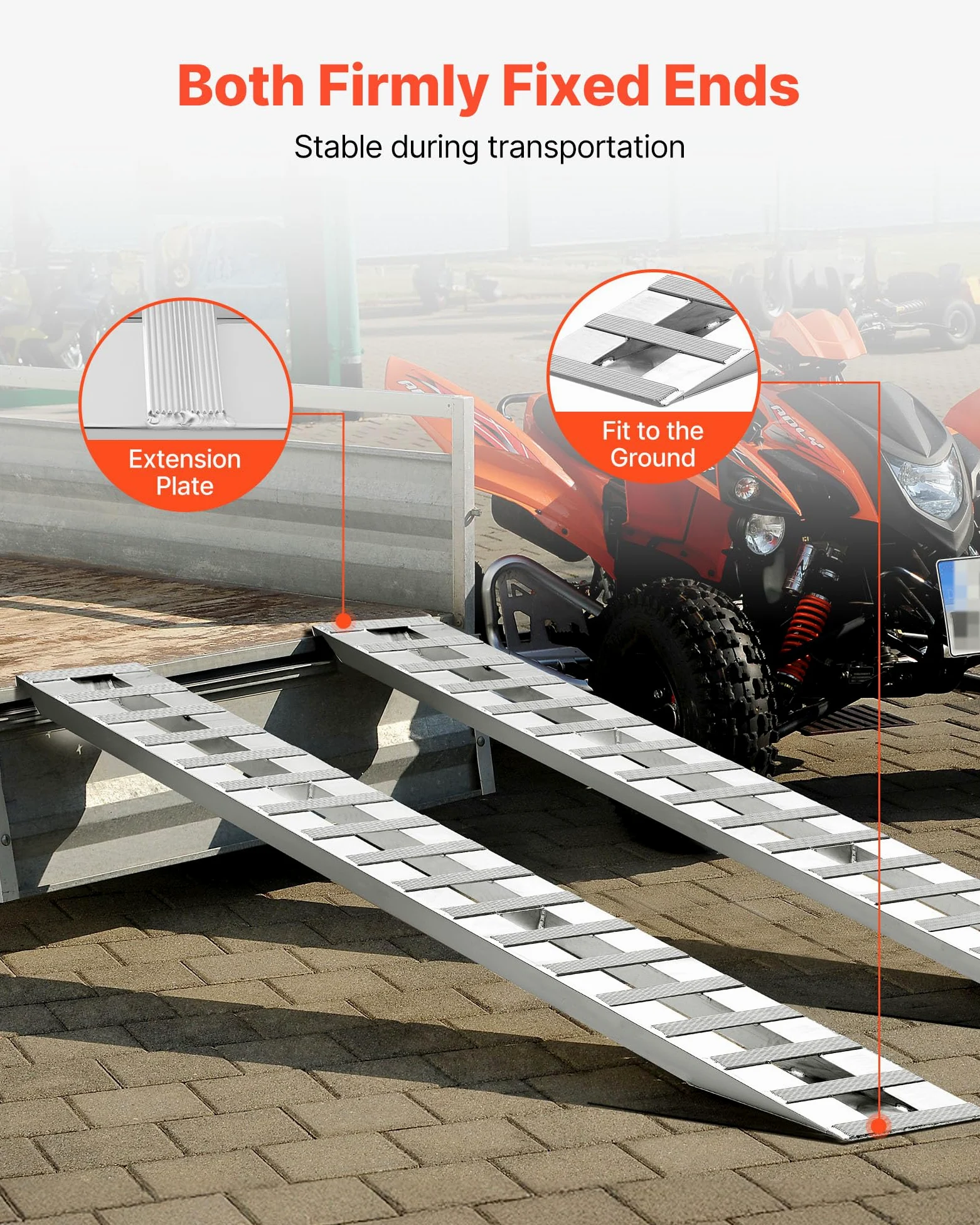 VEVOR Rampas de Aluminio Resistente 2 Piezas Rampas Resistentes Carga de 4535,9 kg con Placas Antideslizantes para Carros, Tractores Agrícolas, Vehículos Todoterreno, Cortacéspedes, Motocicletas