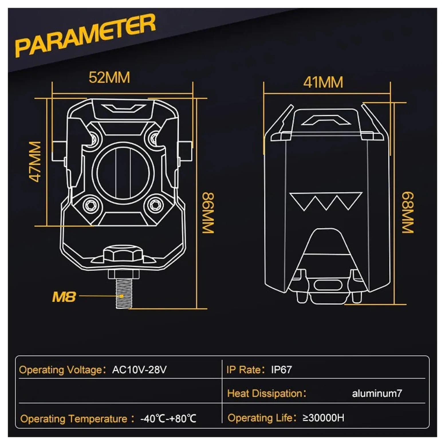Faros Para Niebla Moto Luz De Cabeza Blanca Y Amarilla Para Moto Foco LED 12V Lámpara Antiniebla 24V Luces Trabajo Auxiliares Delanteras ATV UTV(2pcs A Bracket)