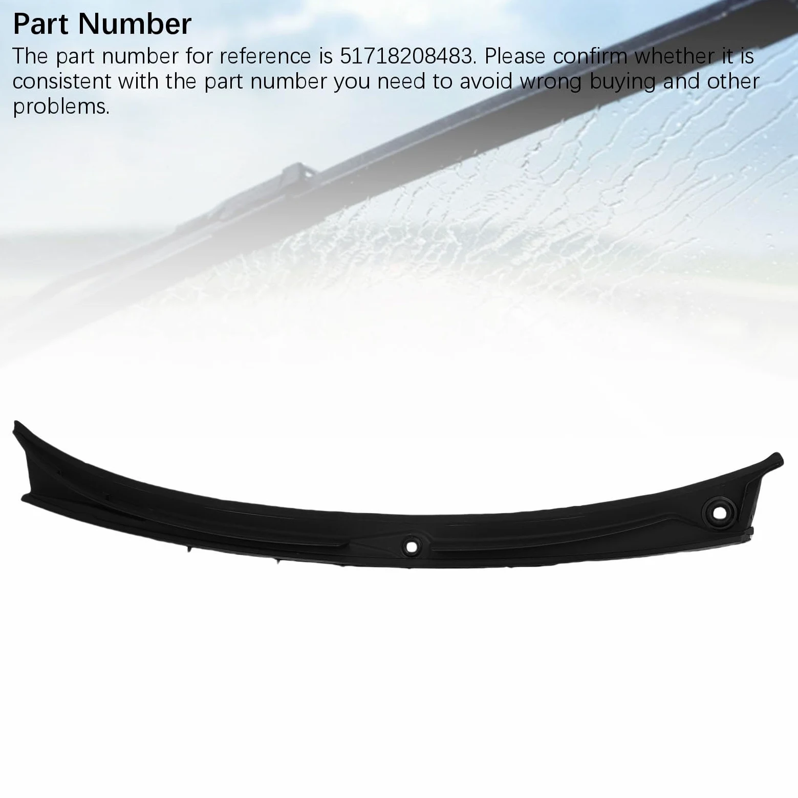 Generic 51718208483, Limpiabrer Cowl Ventughlet Wabkingswiper Cowl Panel de Cobertura Reemplazo de ABS para 3 Series E46 1997-2006 para Vehículo