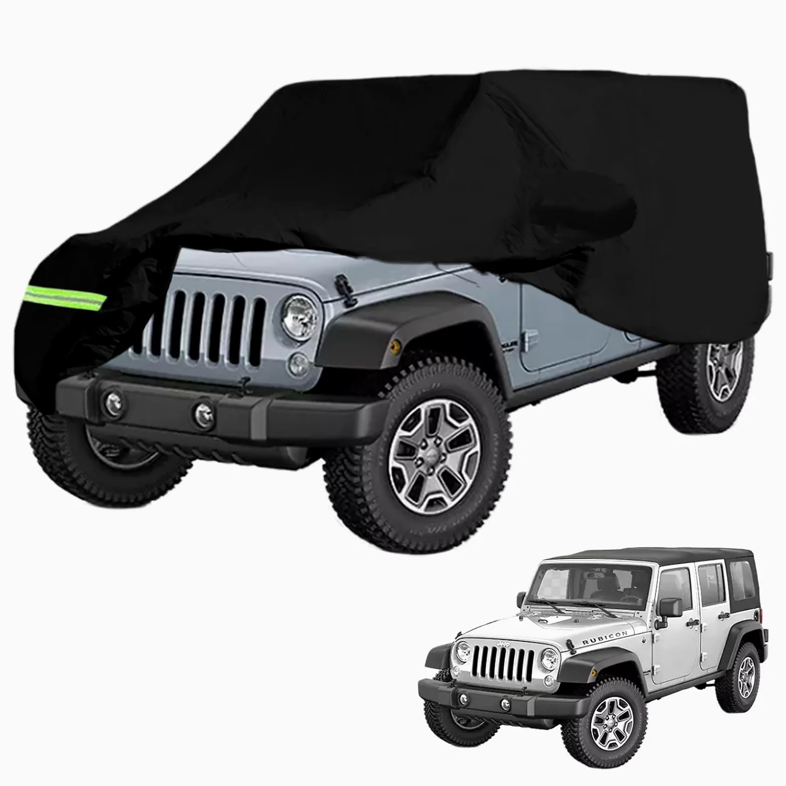 Funda para Coche, Funda Impermeable para Coche para Jeep Wrangler De 4 Puertas, Anti UV, Funda para Coche Interior Y Exterior para Cj Yj Tj Y Jk Funda para Invierno Y Verano para Todo Tipo De Clima