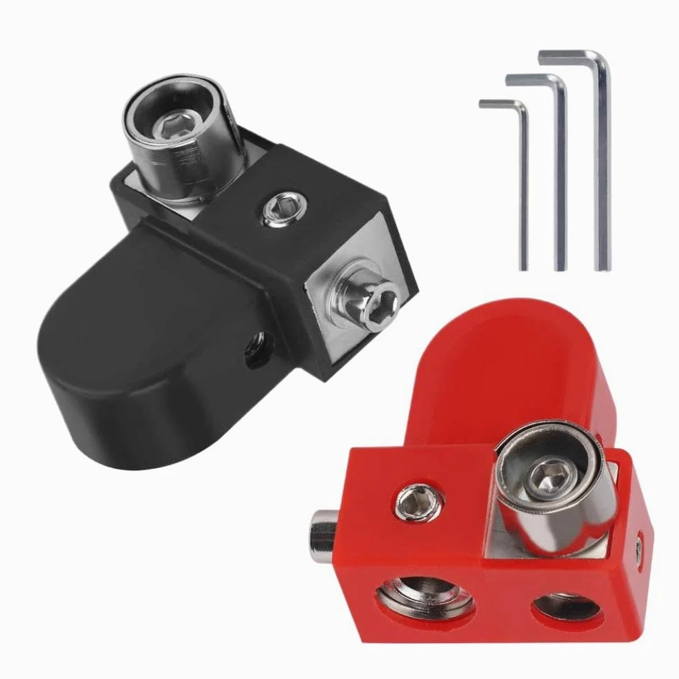 Terminal lateral de latón macizo con collar adaptador para cables de 0, 2, 4 y 8 AWG
