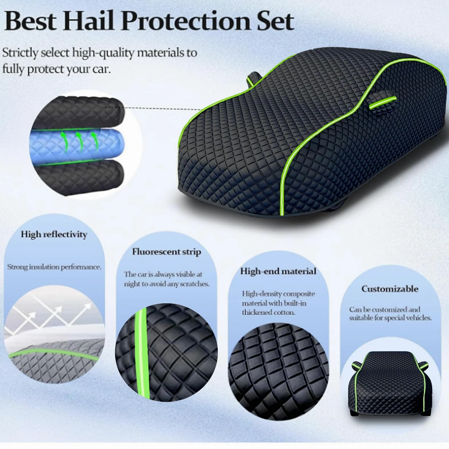 Funda Coche Antigranizo para BYD Dolphin (2023-2026) Electric Hatchback,Cubre Funda Coche Exterior,5 Capas de Algodón Grueso,Protección Total contra Granizo,Nieve,Lluvia,Polvo,Resistente dhd5