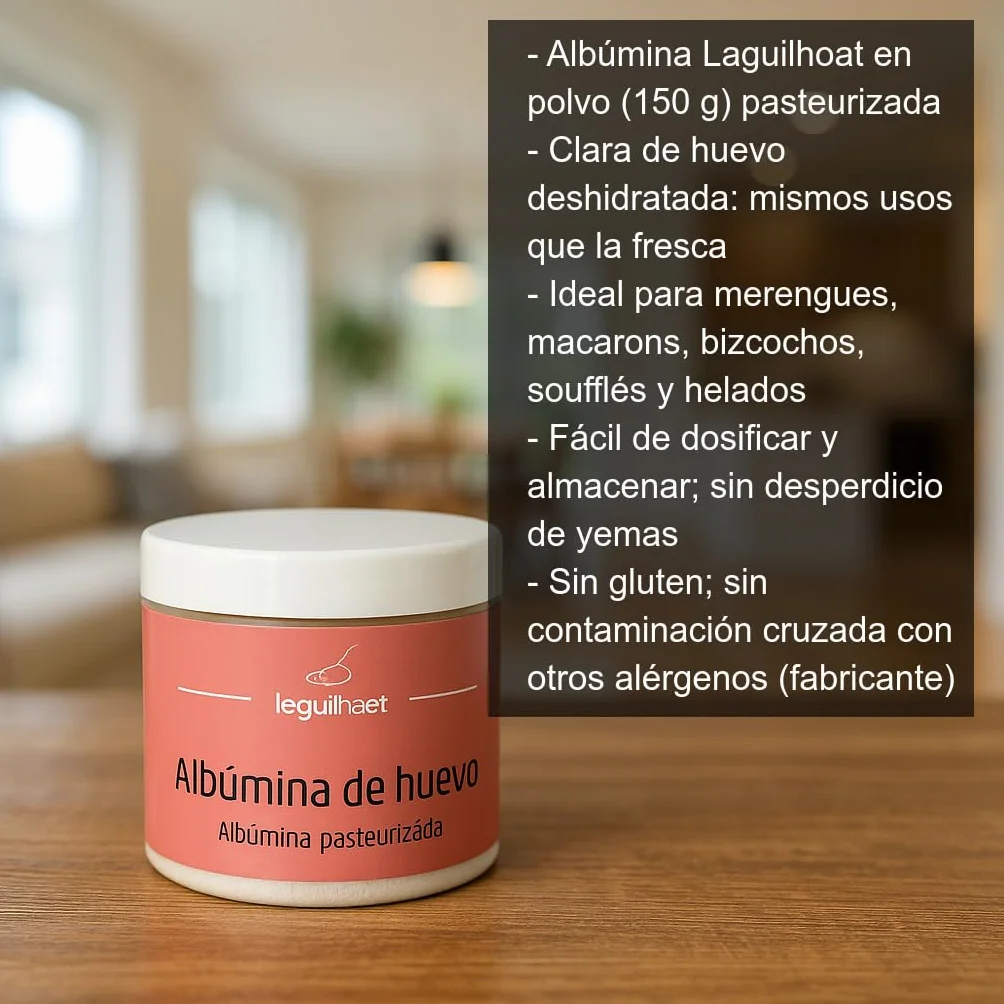 Albúmina de Huevo en Polvo 150 g Pasteurizada sin gluten Clara de huevo deshidratada