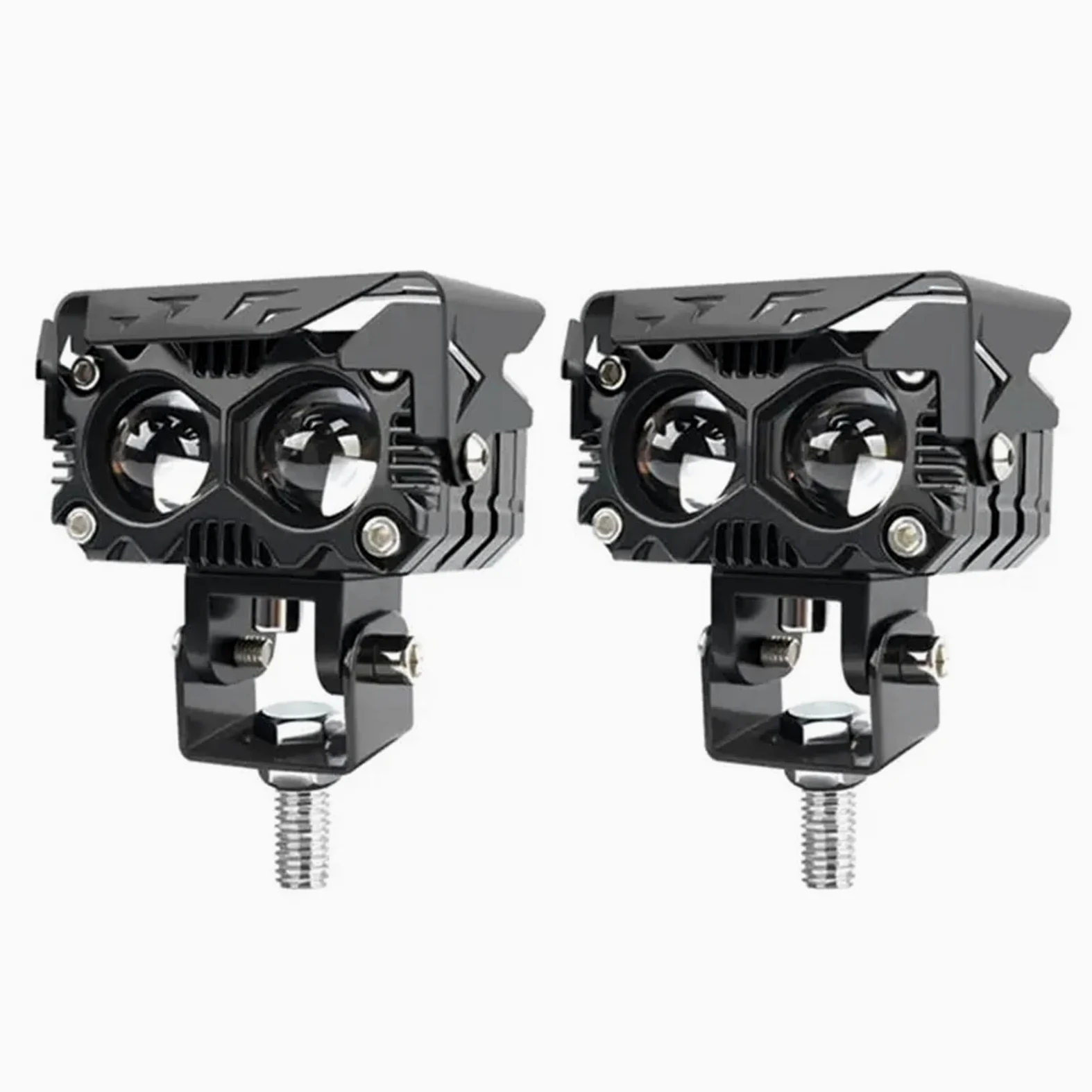 Foco LED para lentes de motocicletas Faros Faro Adicionala para Moto | 1 par de luces antiniebla auxiliares de 60 W, luz blanca y amarilla de doble color