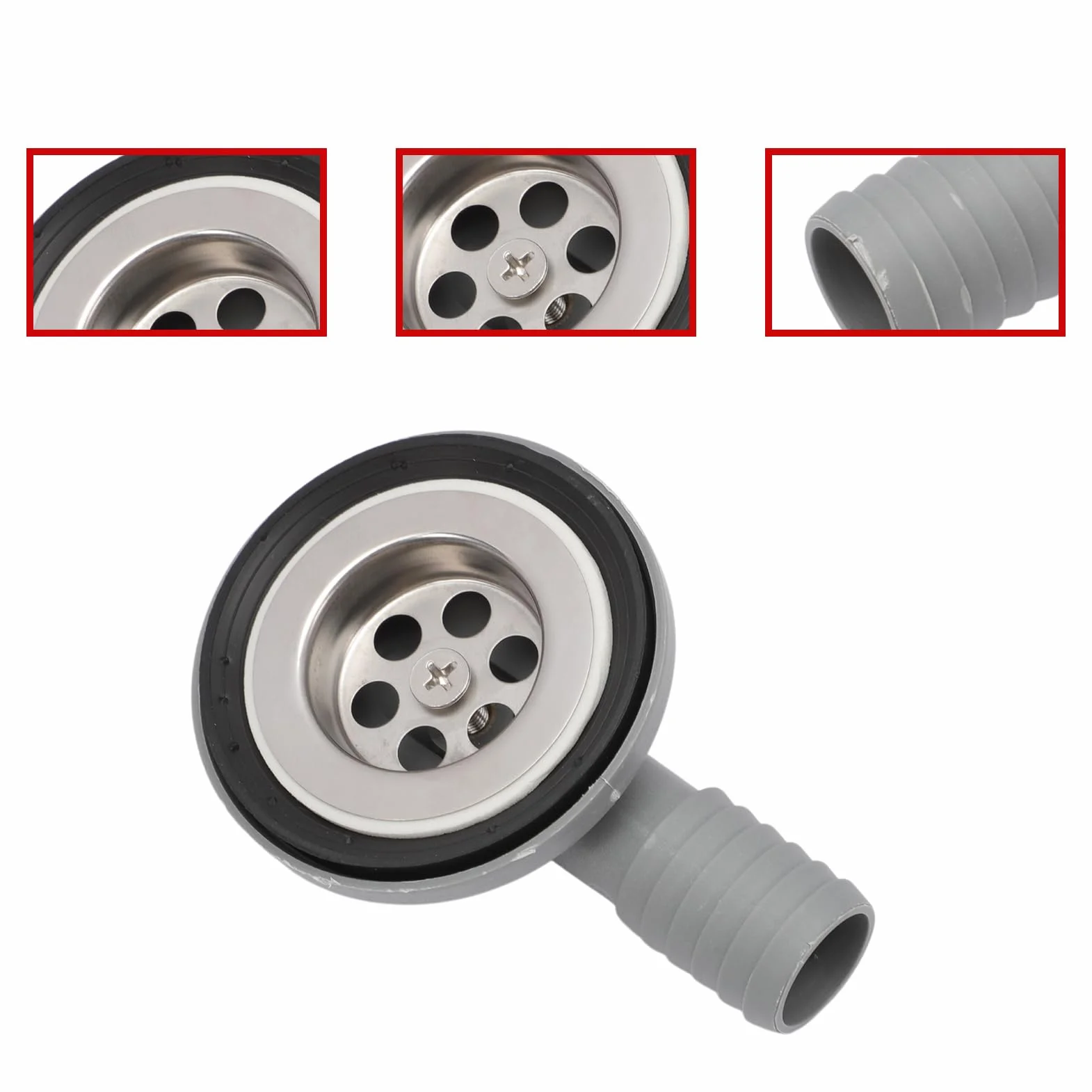 Desagüe lavabo para caravana inoxidable tubo de ducha sifon para autocaravana de 55 mm de diámetro con salida de manguera de 20 – 25 mm de 90°para barco