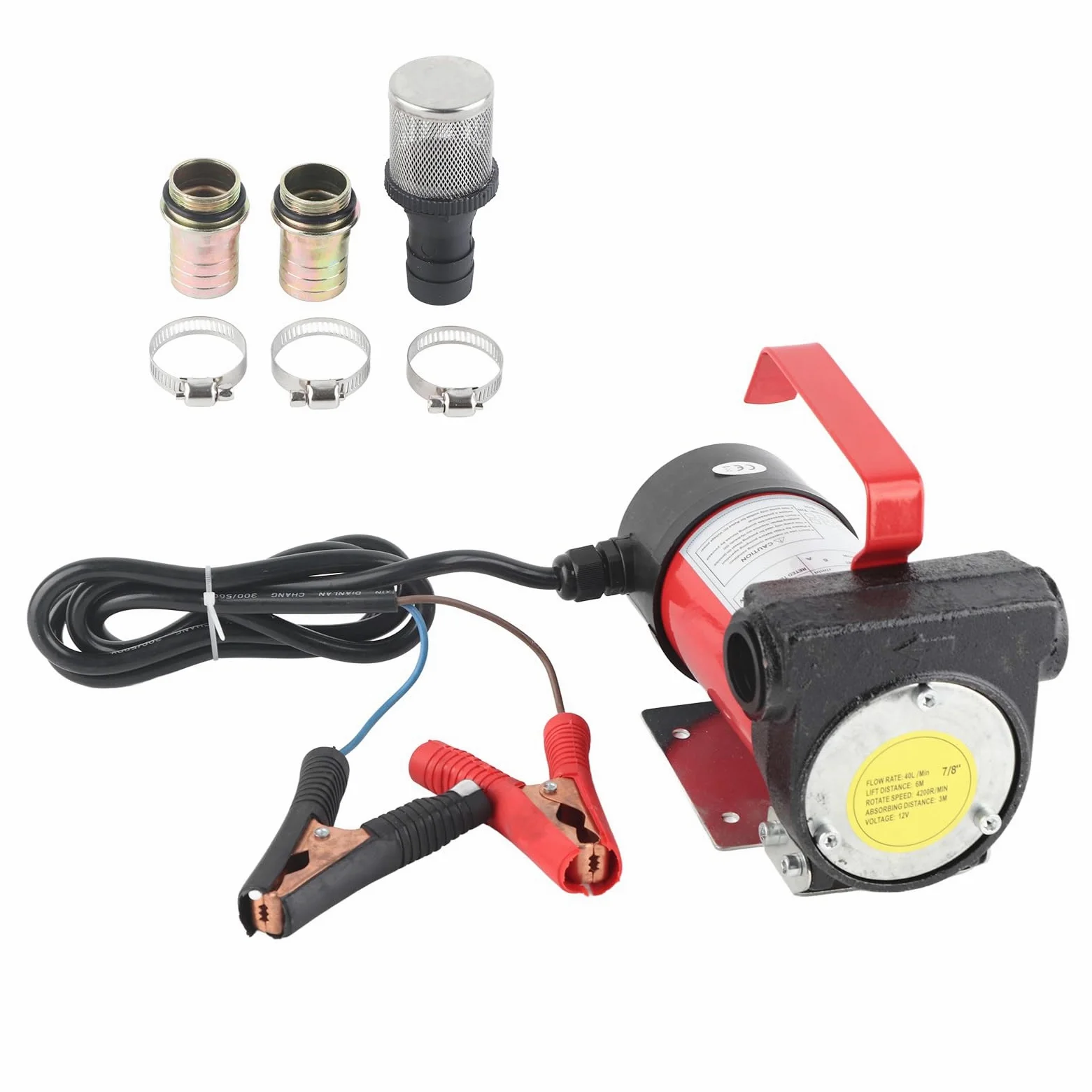 Cryfokt Bomba de Transferencia Diésel de 12V, Bomba Eléctrica Portátil de Alta Resistencia para Vehículo, Camión, 40l/min, Hierro Fundido Resistente a la Corrosión
