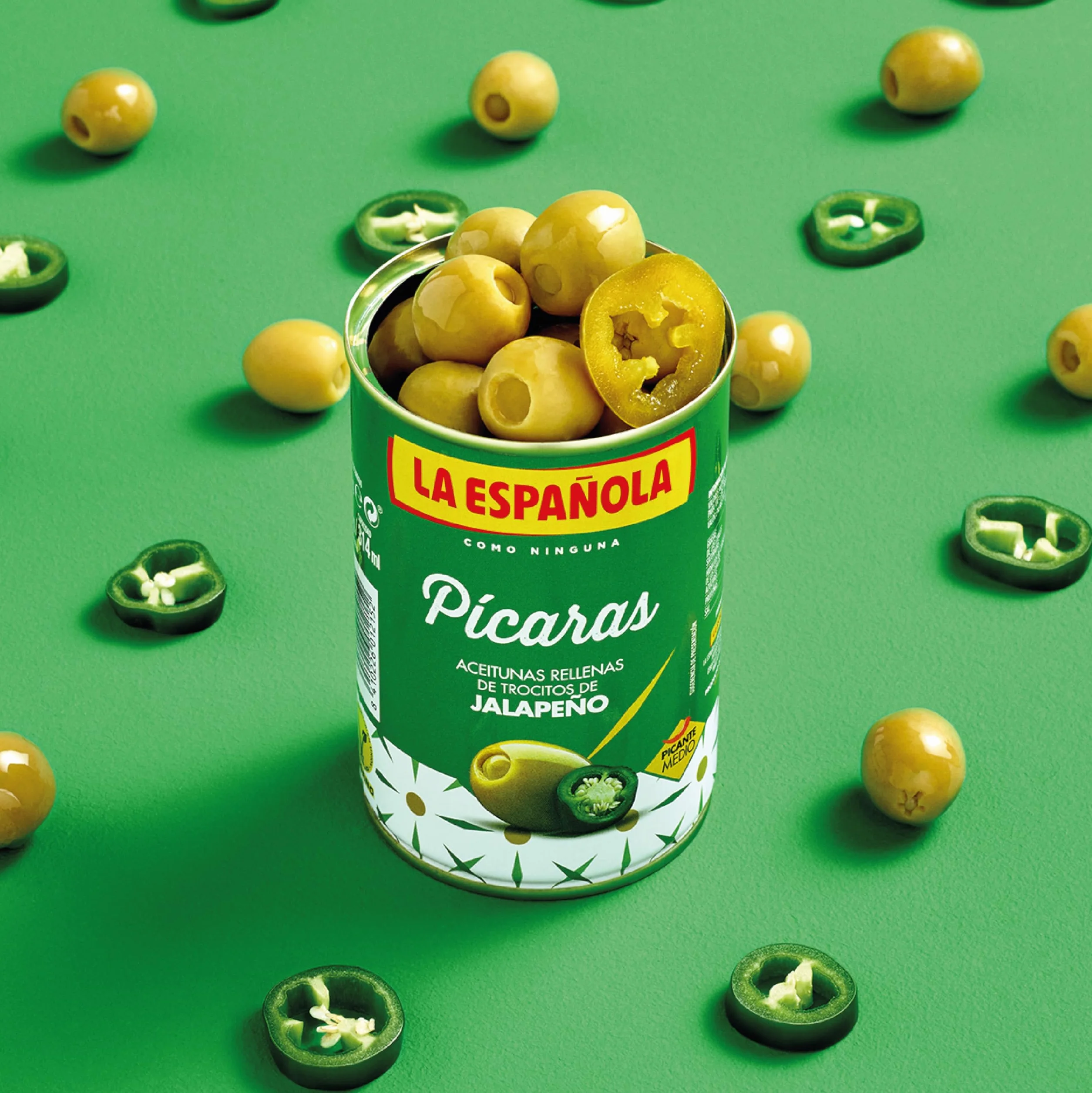 La Española Aceitunas Rellenas de Jalapeños Picante Medio Sin Gluten Pack 12