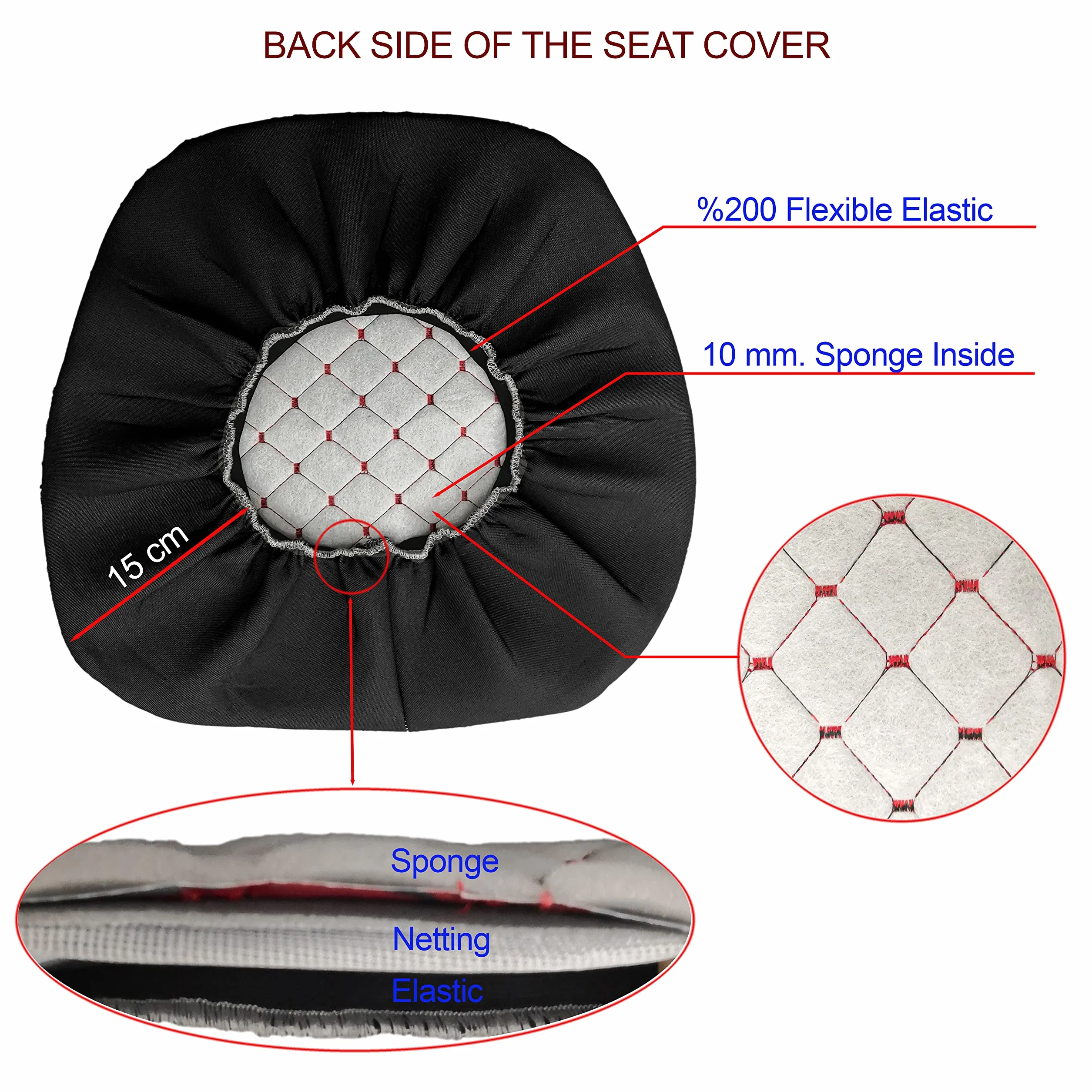 Funda de asiento universal para tractor con reposabrazos fijo, vinilo negro