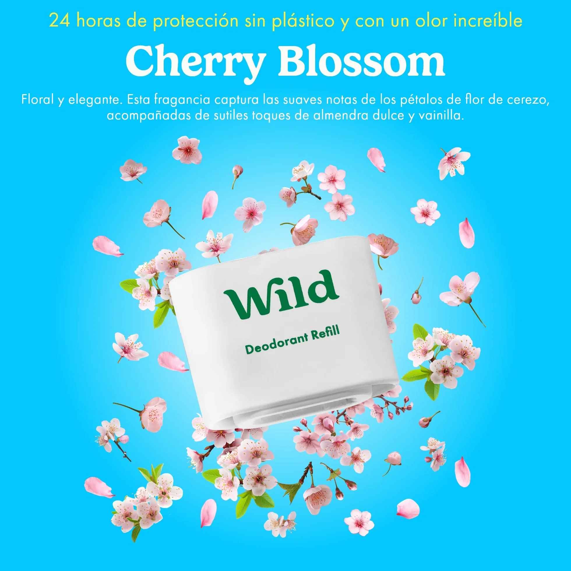 Wild Desodorante Natural Recargable Sin Aluminio Pack Variado con Esencias Fresh Cotton, Sea Salt, Cherry Blossom & Coconut Vanilla