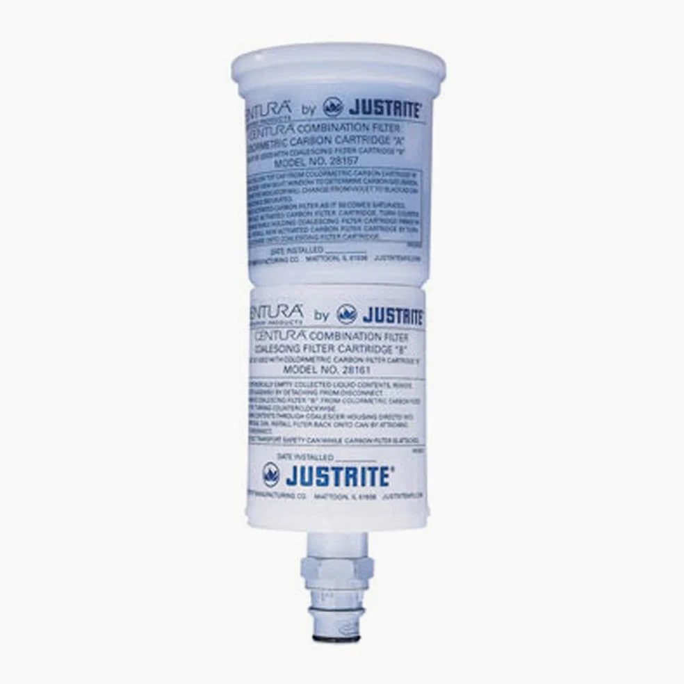 Justrite 28161 - Filtro de carbón con desconexión para latas de eliminación HPLC con desconexión de polipropileno
