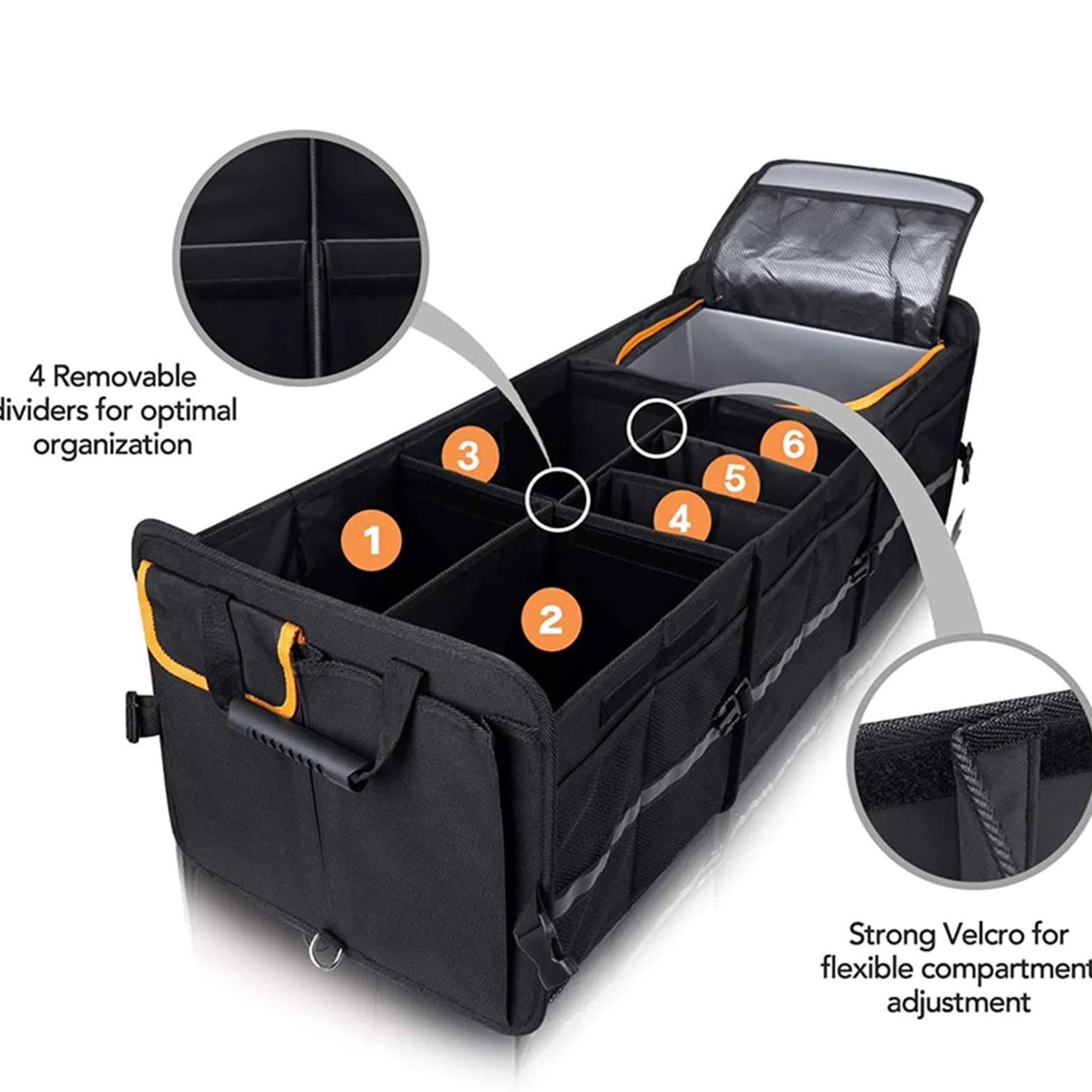 Organizador De Maletero Divisores Ajustables Impermeables Con Multiples | Organizador De Almacenamiento Para Coche Para Sedán SUV Furgoneta Camioneta Conductor