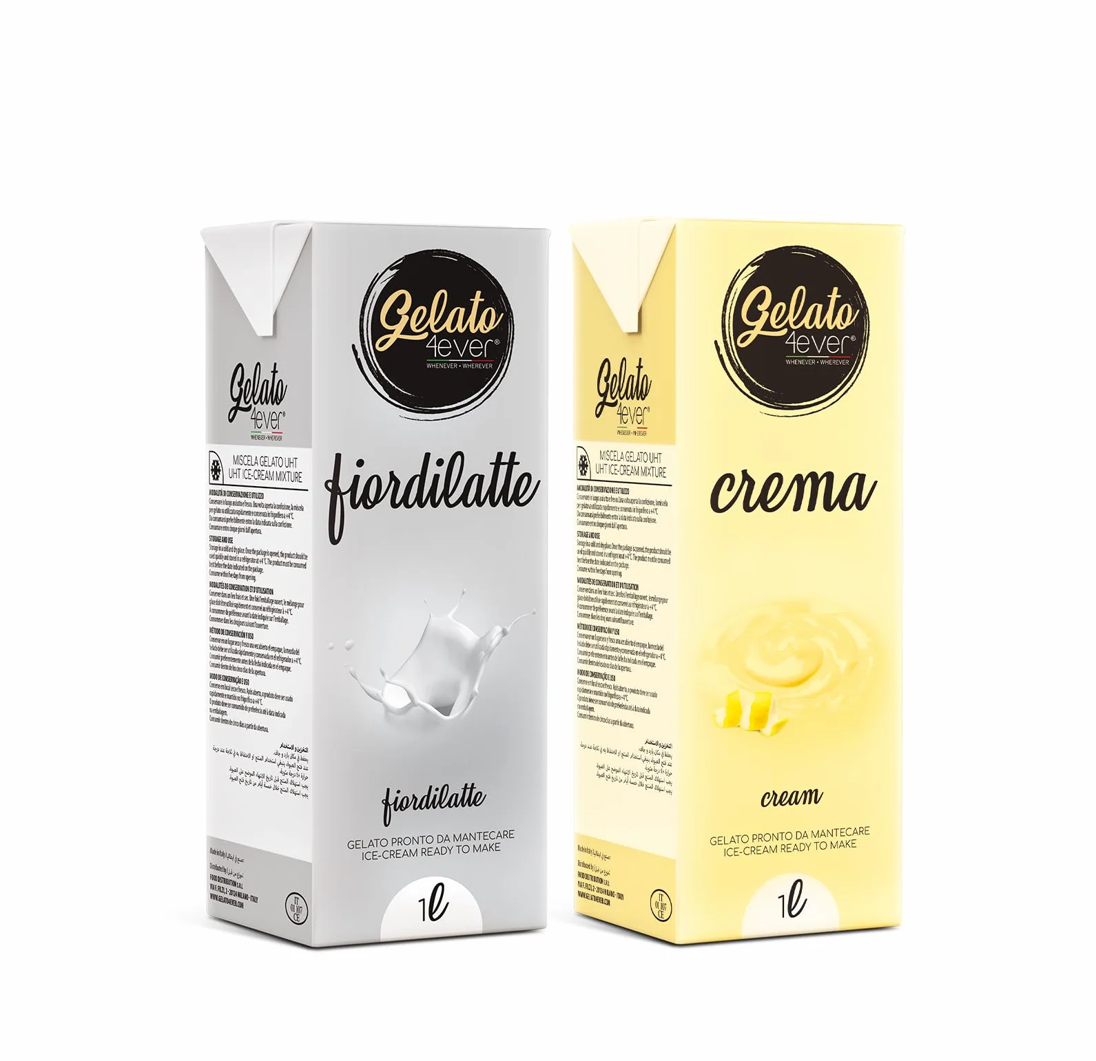 Gelato 4ever Crema helada lista para batir Paquete de 2 Fiordilatte