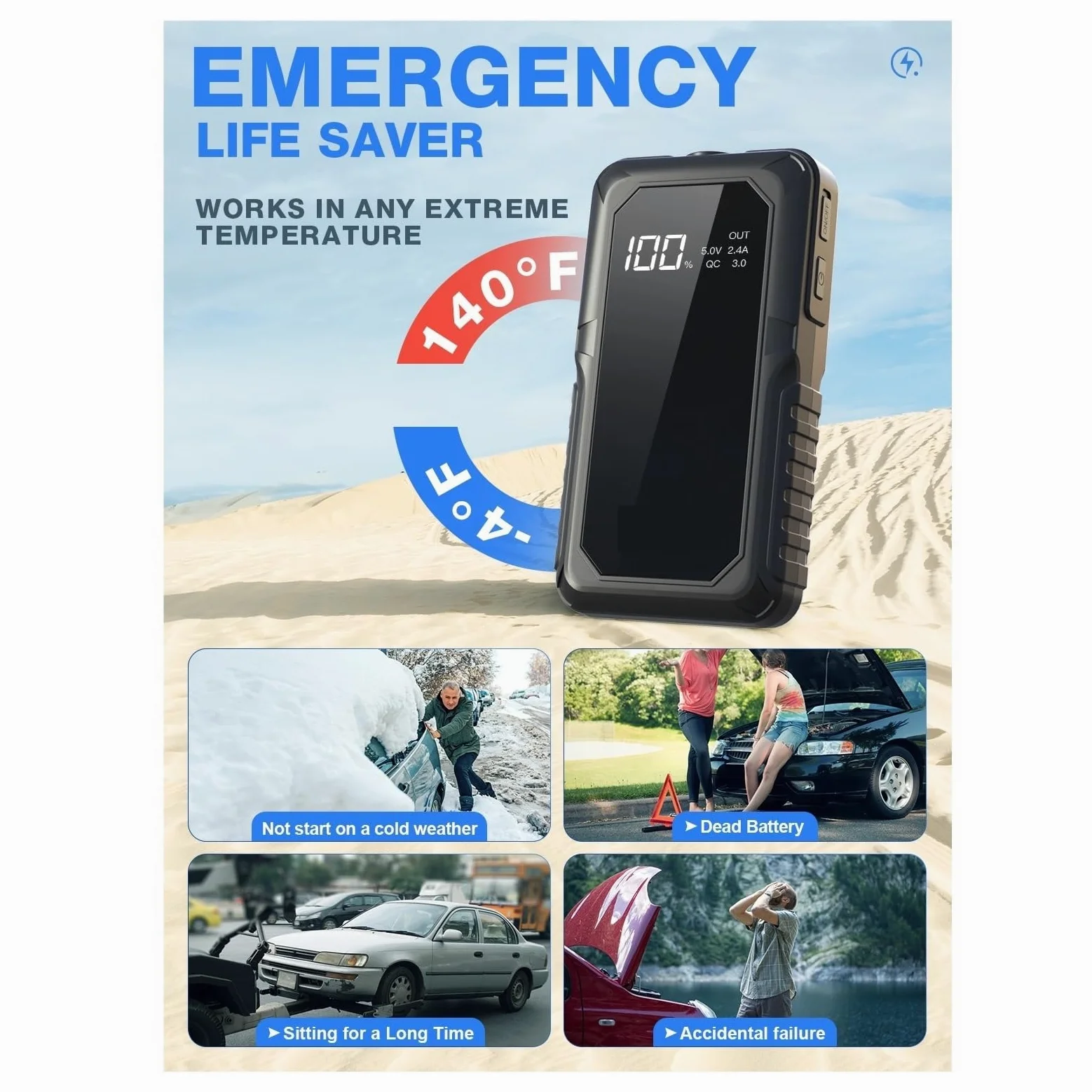 2000A Car Power Bank Jump Starter Arrancador De Emergencia Portátil Auto Car Battery Charger Booster 12V Dispositivo De Arranque Carga RáPida Y Eficaz